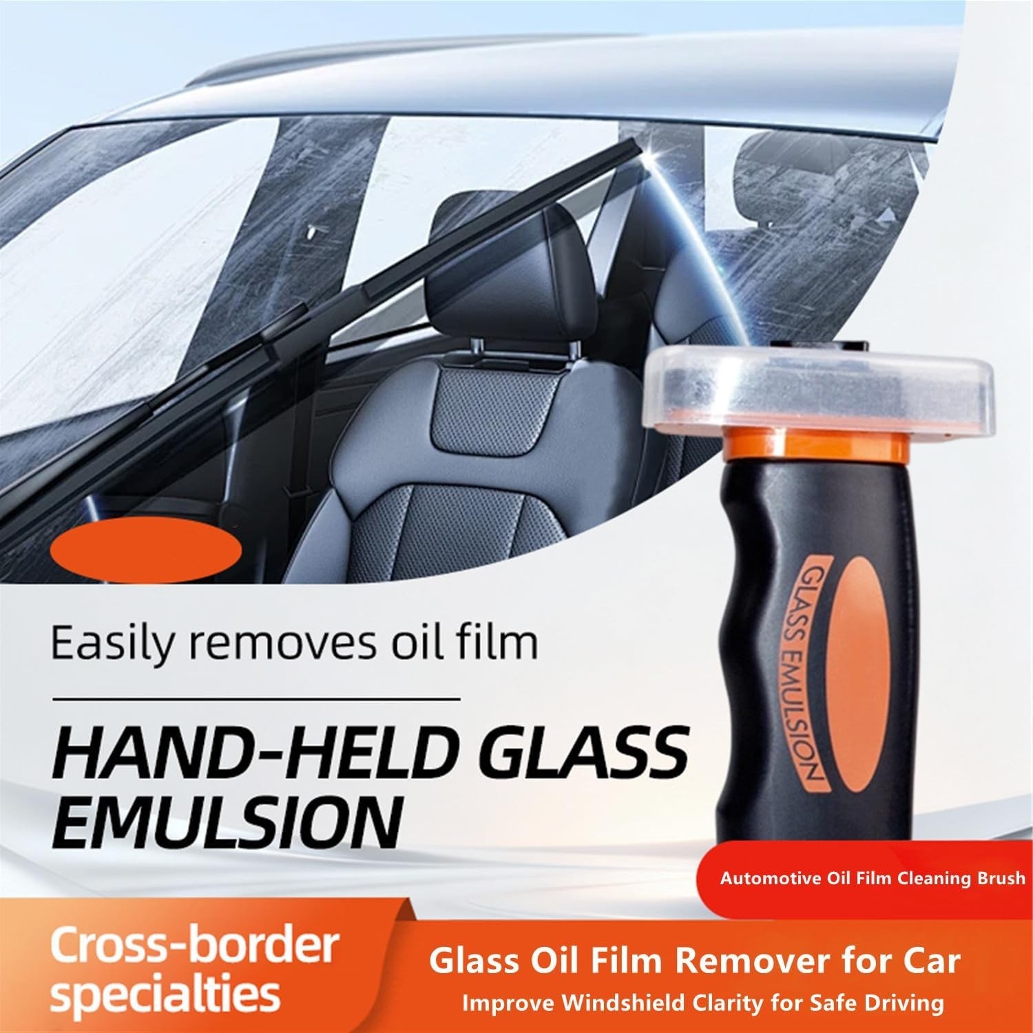 Glass Emulsion Cleaner,Handle Oil Film Remover,100ml w/ Brush Head