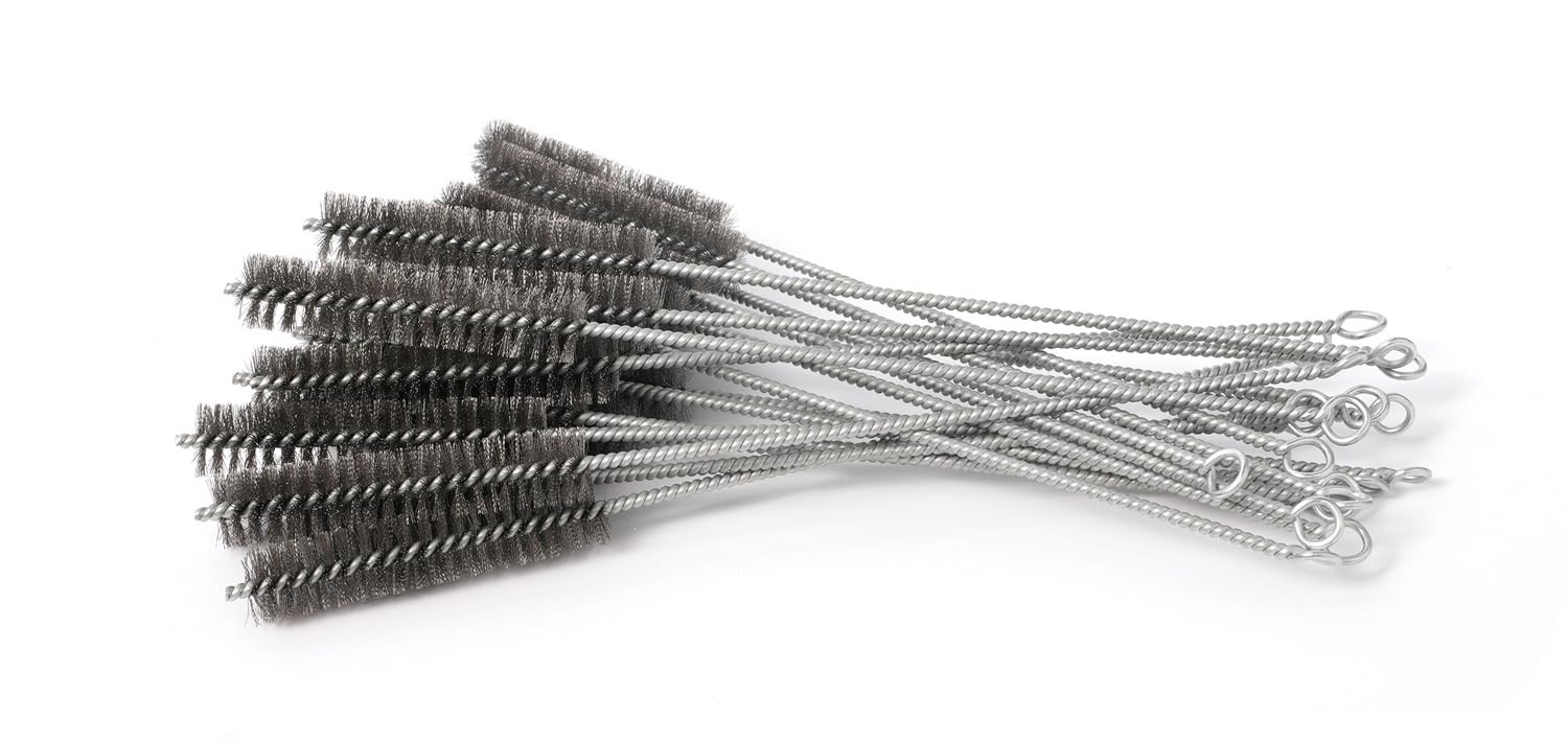 12 Inch Pipe Cleaning Brush Set with Stainless Steel Bristles, Steel Wire Tub…