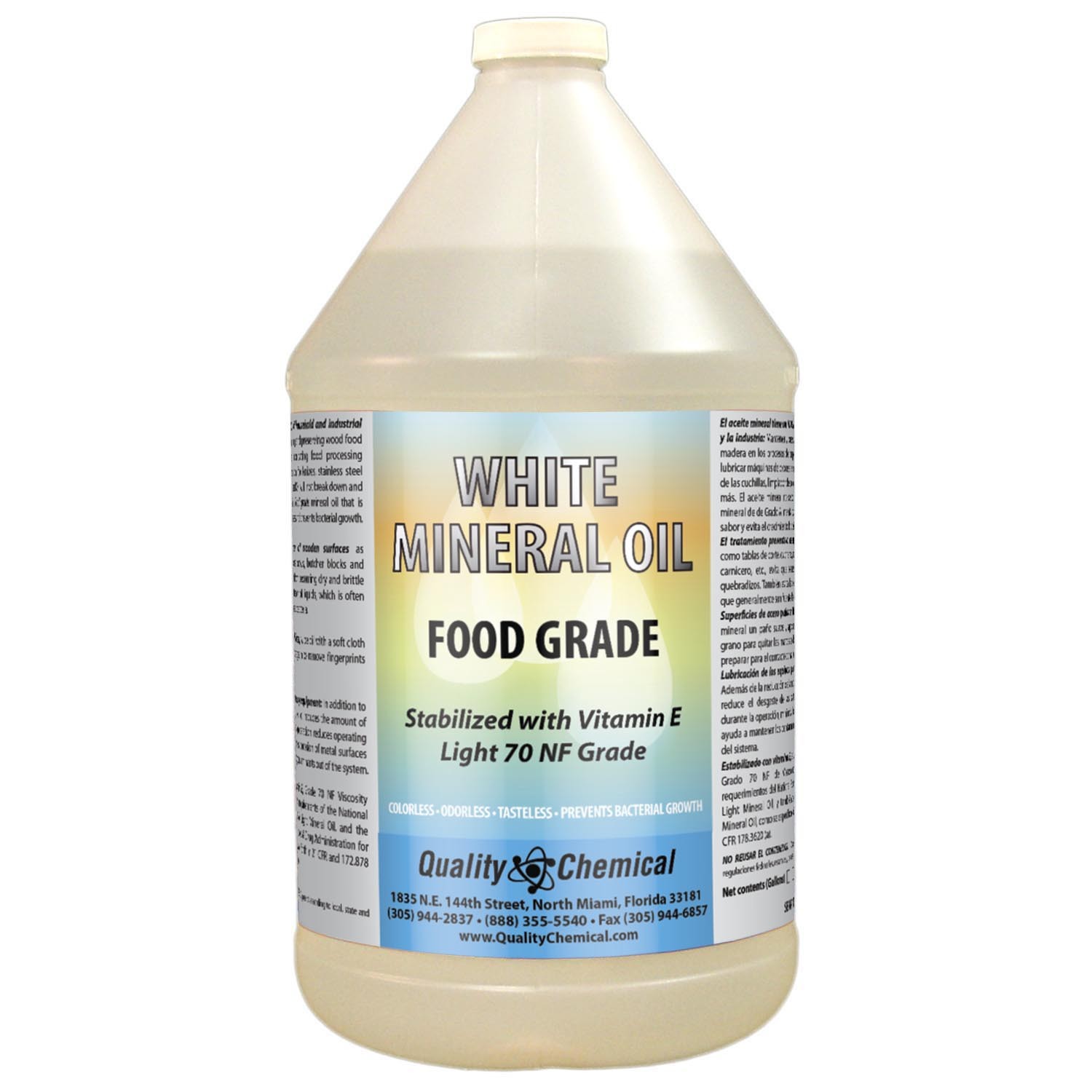 Mineral Oil 70 Food Grade, Light NF Grade – 1 gallon (128 oz.)