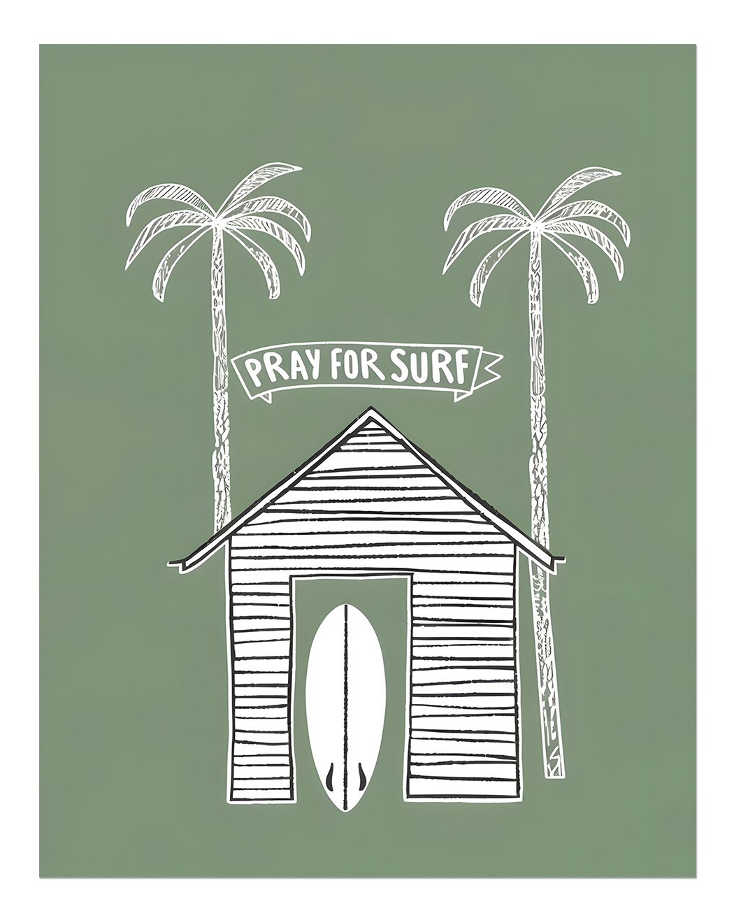 Pray for Surf Poster Wall Art – Tropical Beach Decor Premium Quality