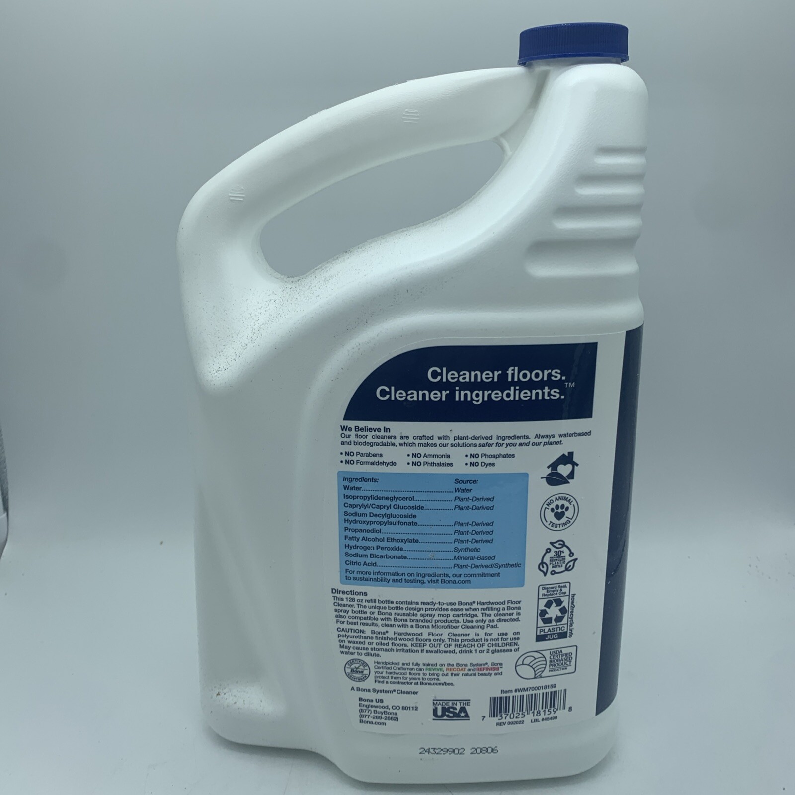 Bona Hardwood Floor Cleaner Refill, 128 Fl Oz (Pack of 1), Clear