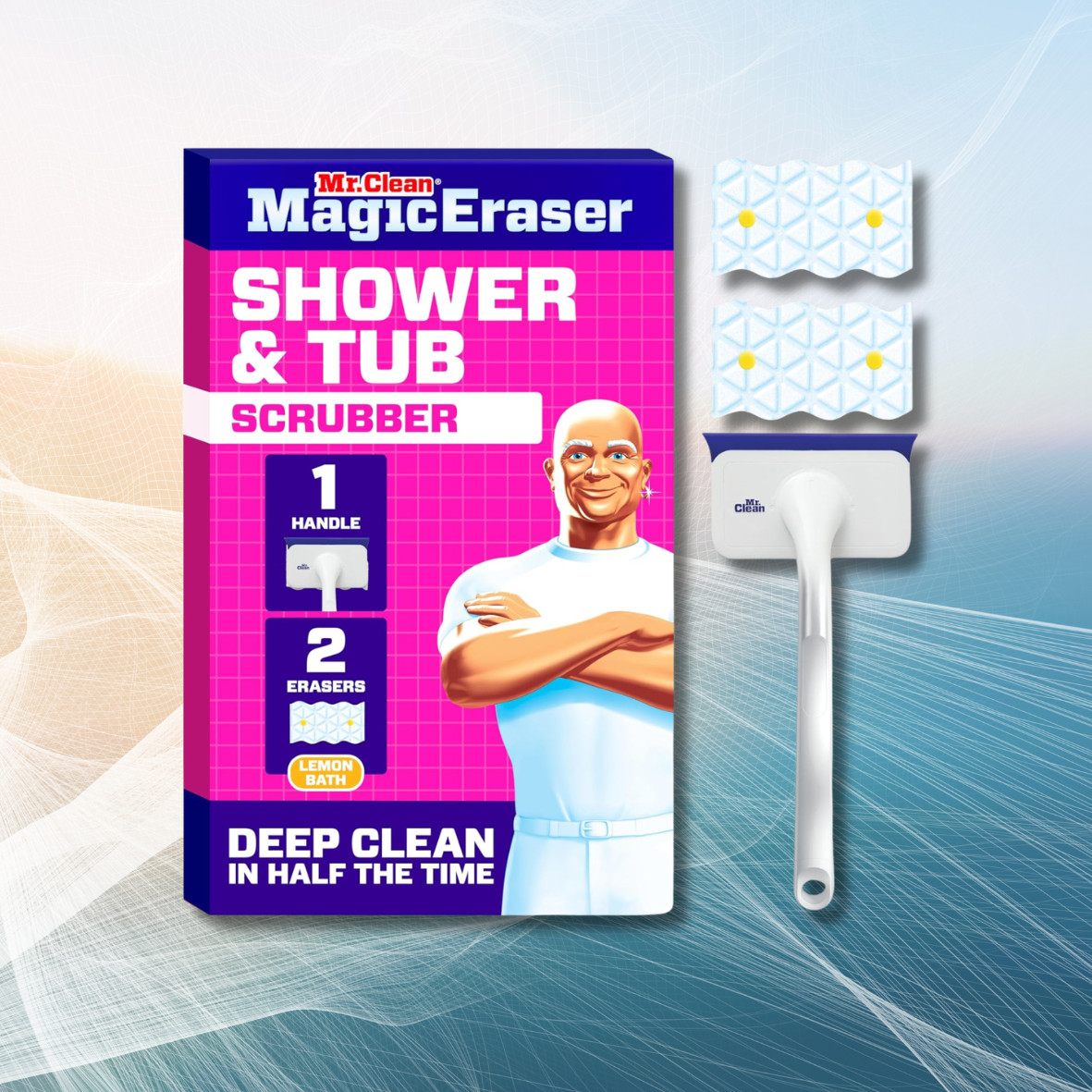 Shower & Tub Scrubber, Starter Kit, 1 Scrubber & 2 Erasers
