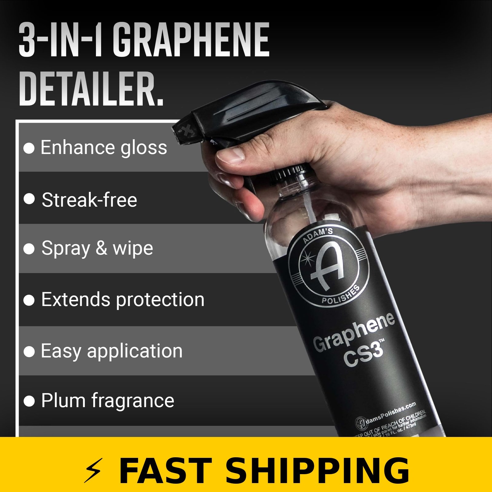 Adam’s Polishes Graphene CS3 16oz Waterless Wash Car Detailing Spray