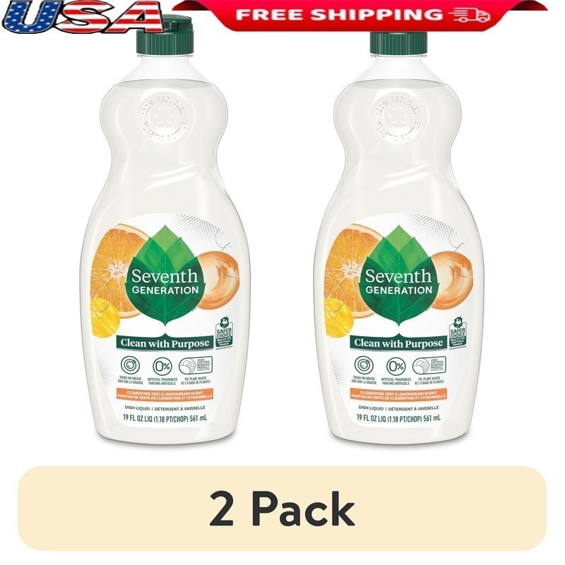 Plant-Based Liquid Dish Soap Clementine Zest Lemongrass Grease Fighter 19oz New