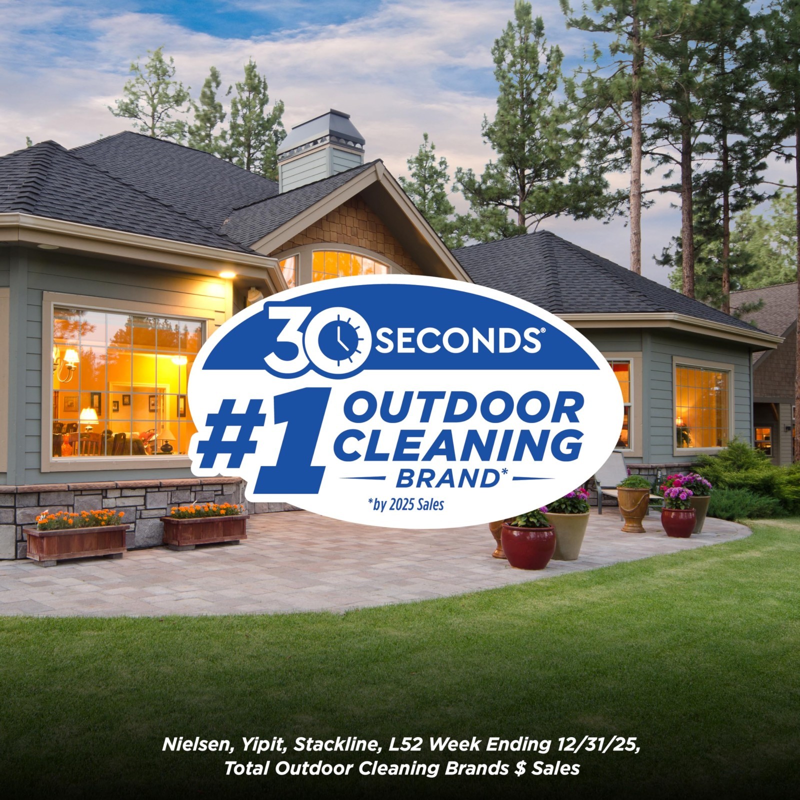 30 SECONDS Outdoor Window & Screen Cleaner – Spray & Rinse, No Removal, 1.1 Gall