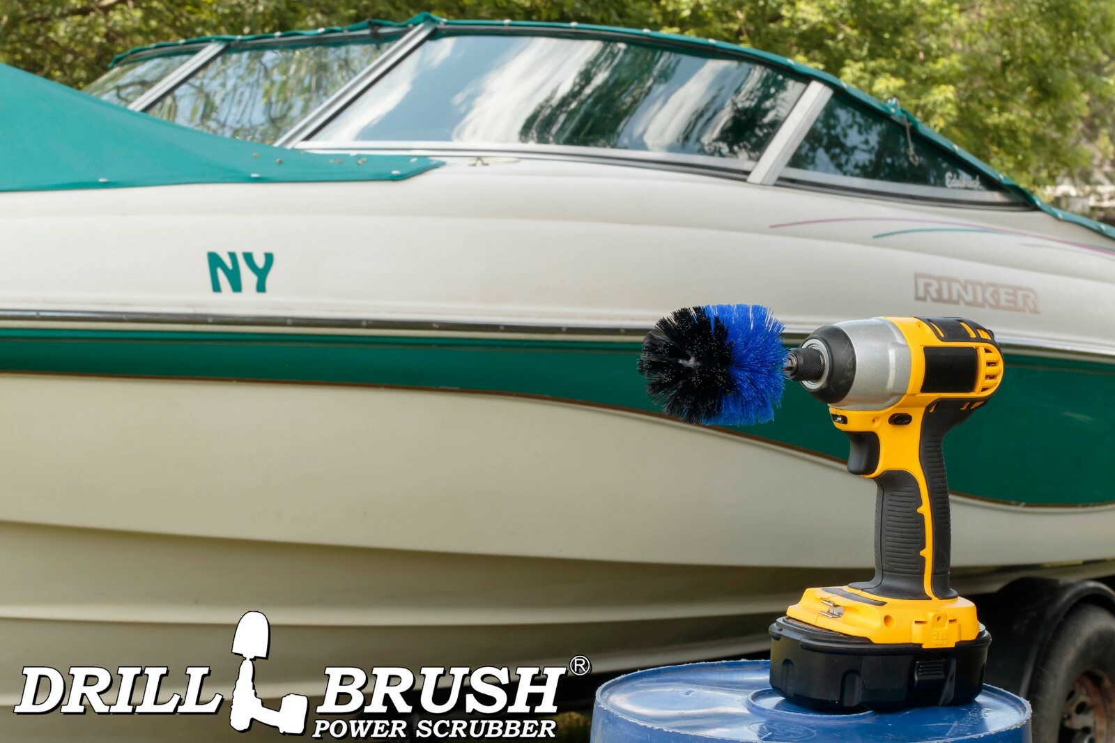 Drill Brush Power Cleaning Attachment for Marine, Boat, Kayak -Hot Tubs and Spas
