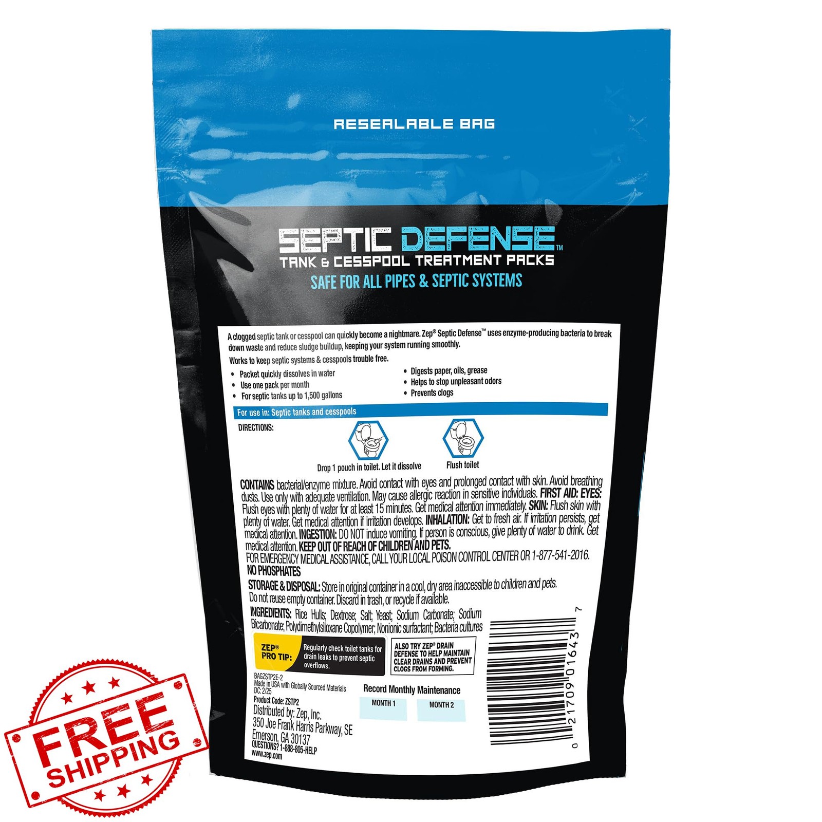 Zep Septic Defense System Dissolvable Packs 6 Month Supply STZP6