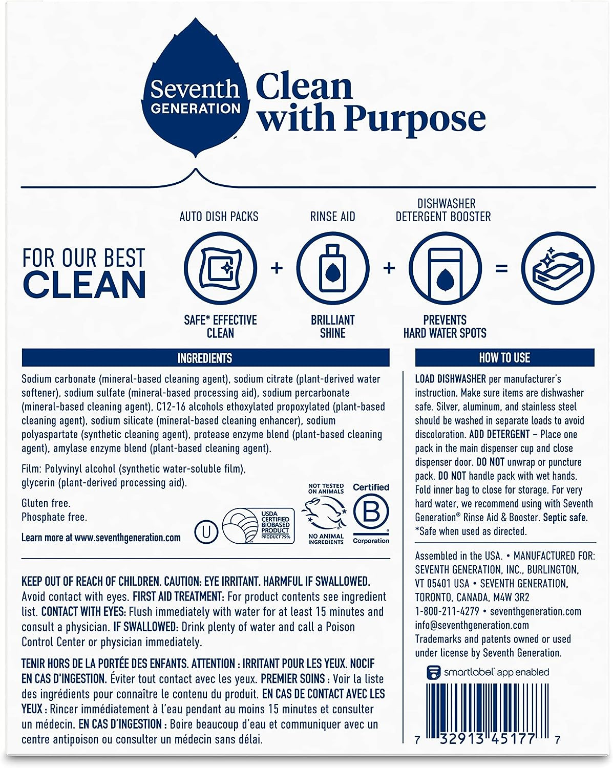 Dishwasher Detergent Packs, Blasts Away Stuck-On Food, Free & Clear, 20 Packs