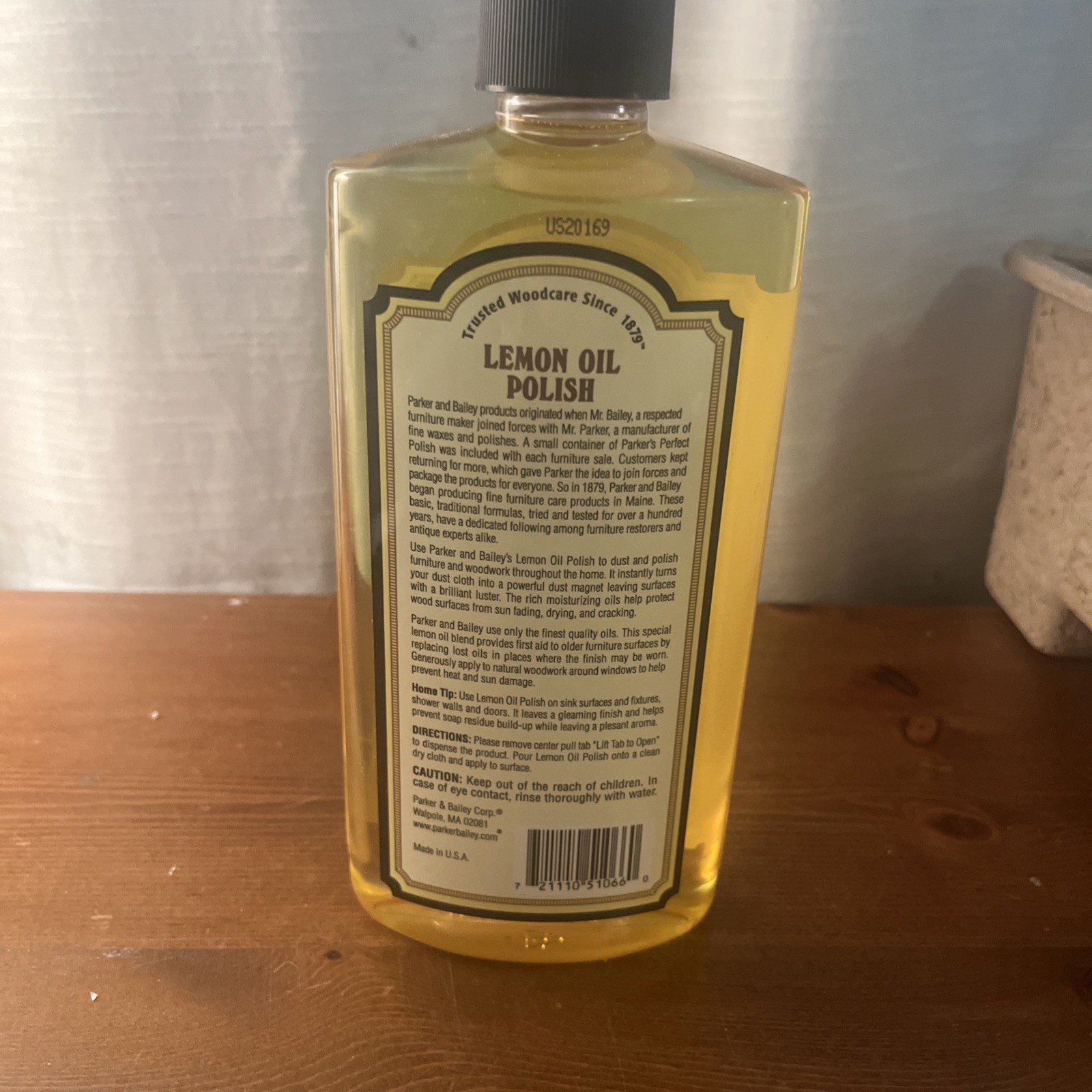 Parker & Bailey Lemon Oil Polish Natural Lemon Scented Wood Cleaner