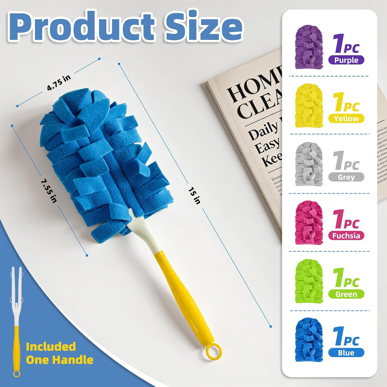 6 PCS Fleece Reusable Duster Refills for Swiffer, Washable 360 Dusters for Clean