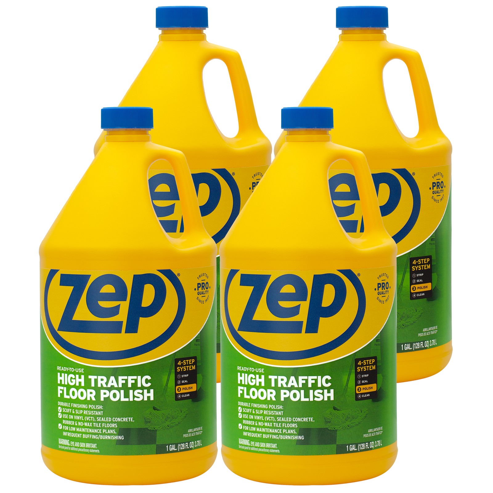 Zep High Traffic Floor Polish – 1 Gal (Case of 4) ZUHTFF128 – Scuff and Slip