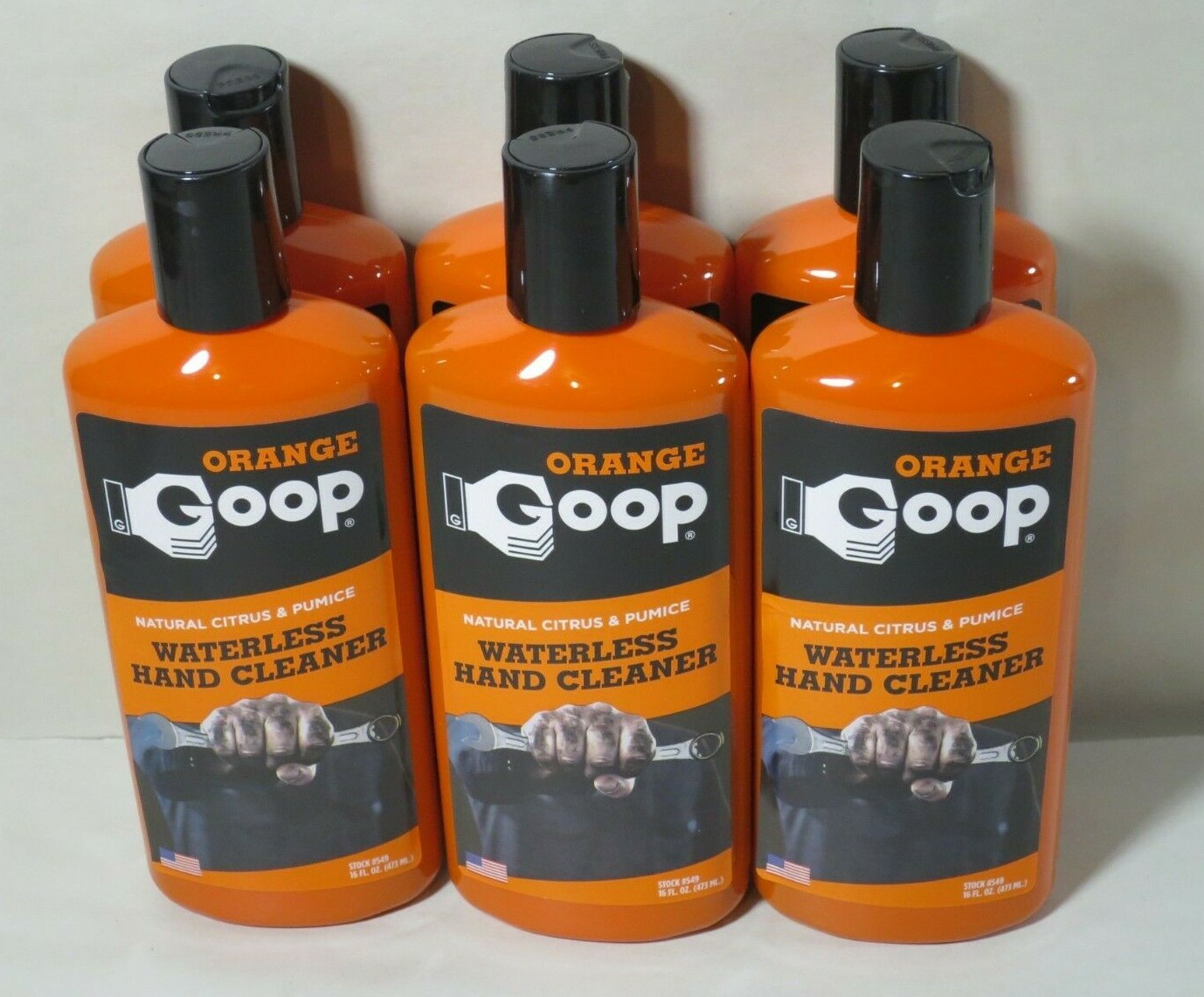 Orange Goop 549 Waterless Hand Cleaner w/Natural Citrus & Pumice 16oz Case of 6