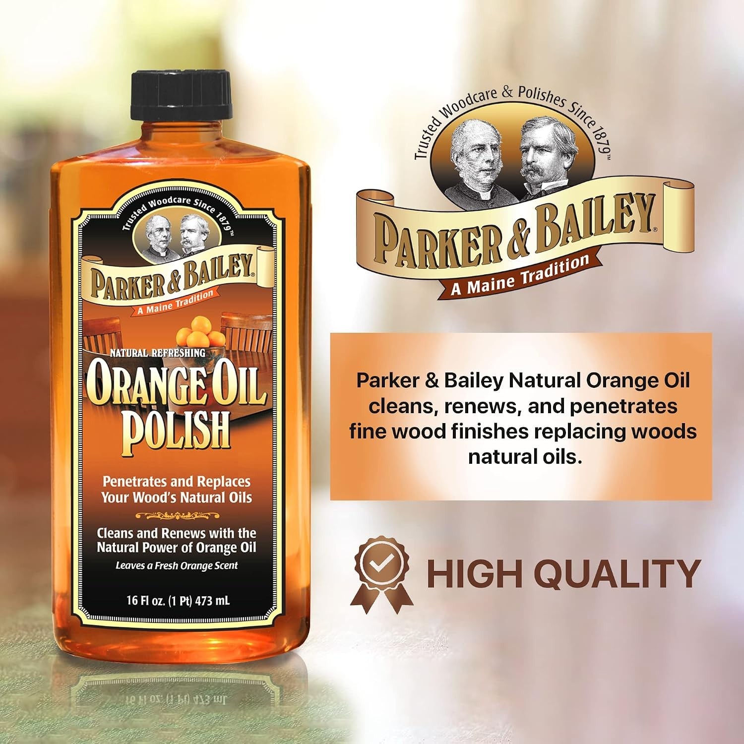 Orange Scented Wood Polish – 16 oz Cleaner for Restoring Furniture Finish