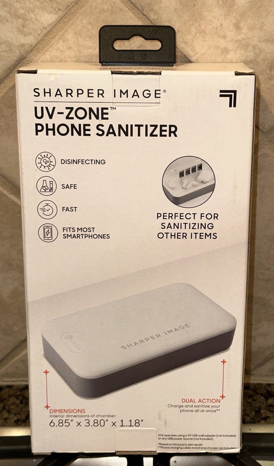 New Sharper Image UV-Zone Phone Sanitizer in Box (Charge & Sanitize Your Phone)