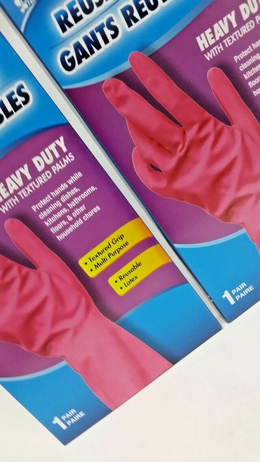 2 Pack SCRUB BUDDIES PINK HEAVY DUTY REUSABLE LATEX GLOVES SIZE MEDIUM 1Pair/Pk