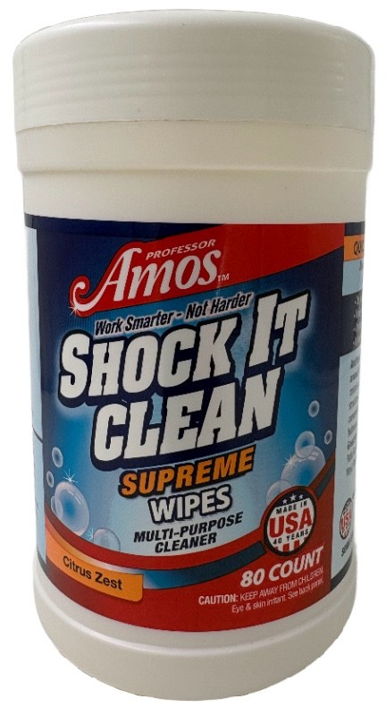 #Professor Amos Shock It Clean Supreme Multi-Purpose Wipes—Citrus Zest—80 Wipes