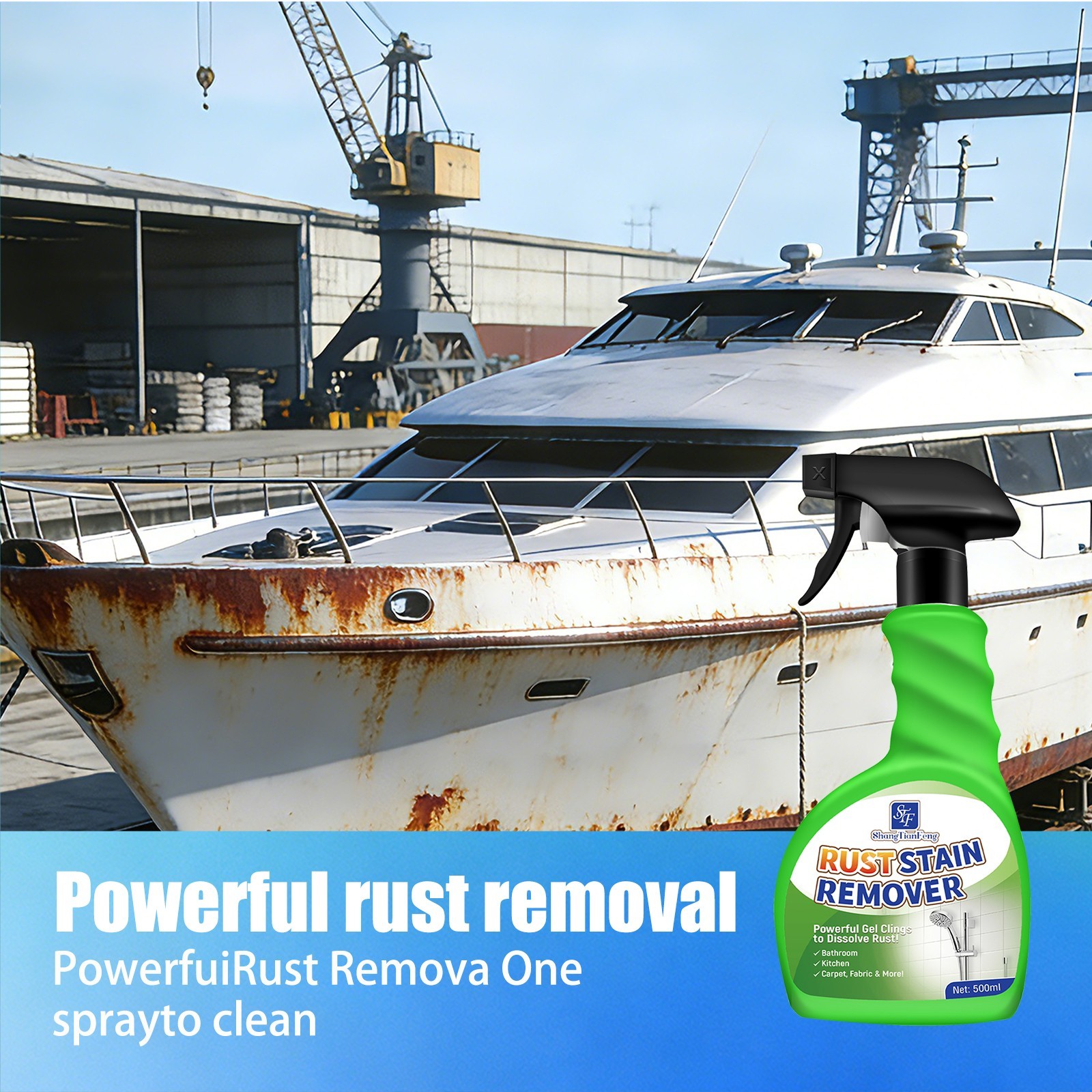 Upgraded Rust & Limescale Remover Spray, Dissolves Rust & Hard Water Stains 24