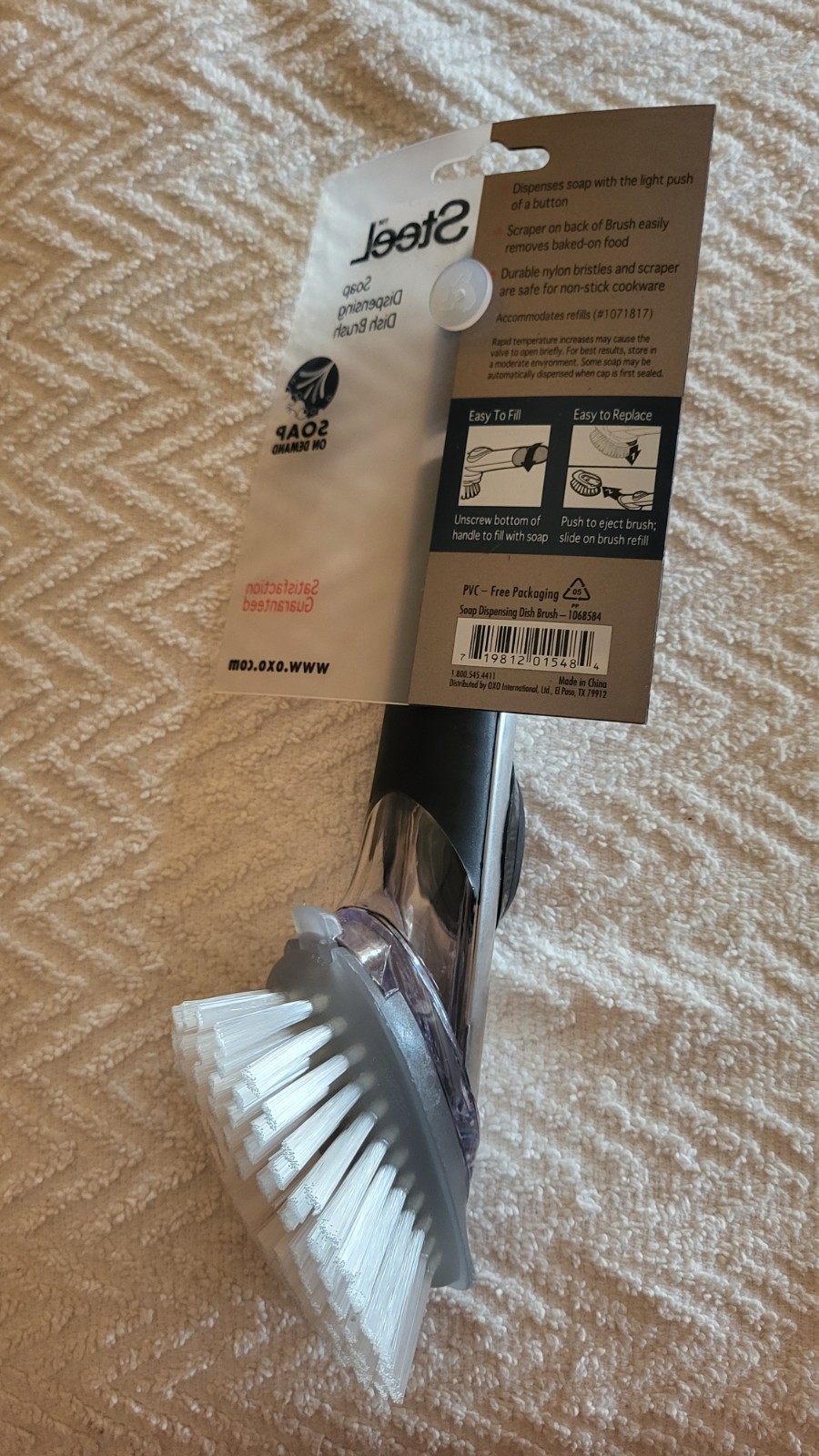 OXO Steel Soap Dispensing Dish Brush 10 in 10 In, Stainless