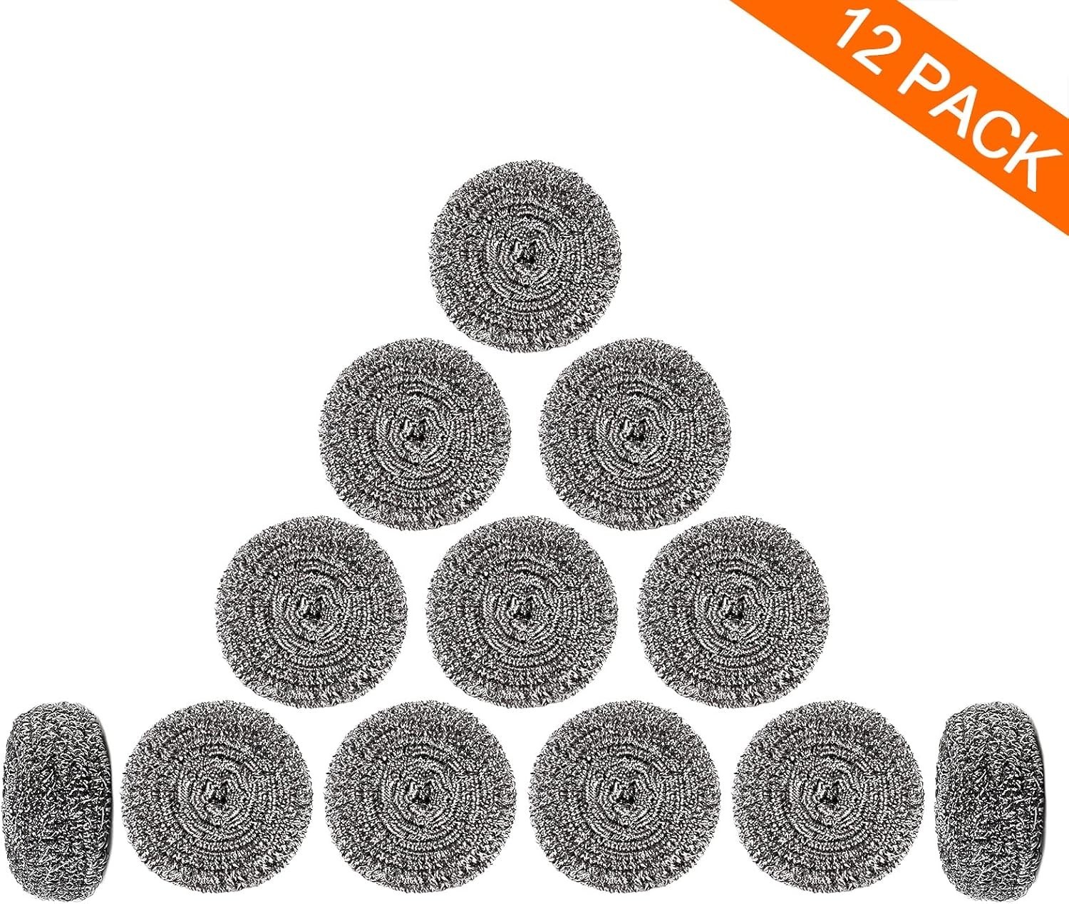 12Pack Upgraded Steel Wool Scrubbers – Stainless Steel Scrubber, Metal Scour…
