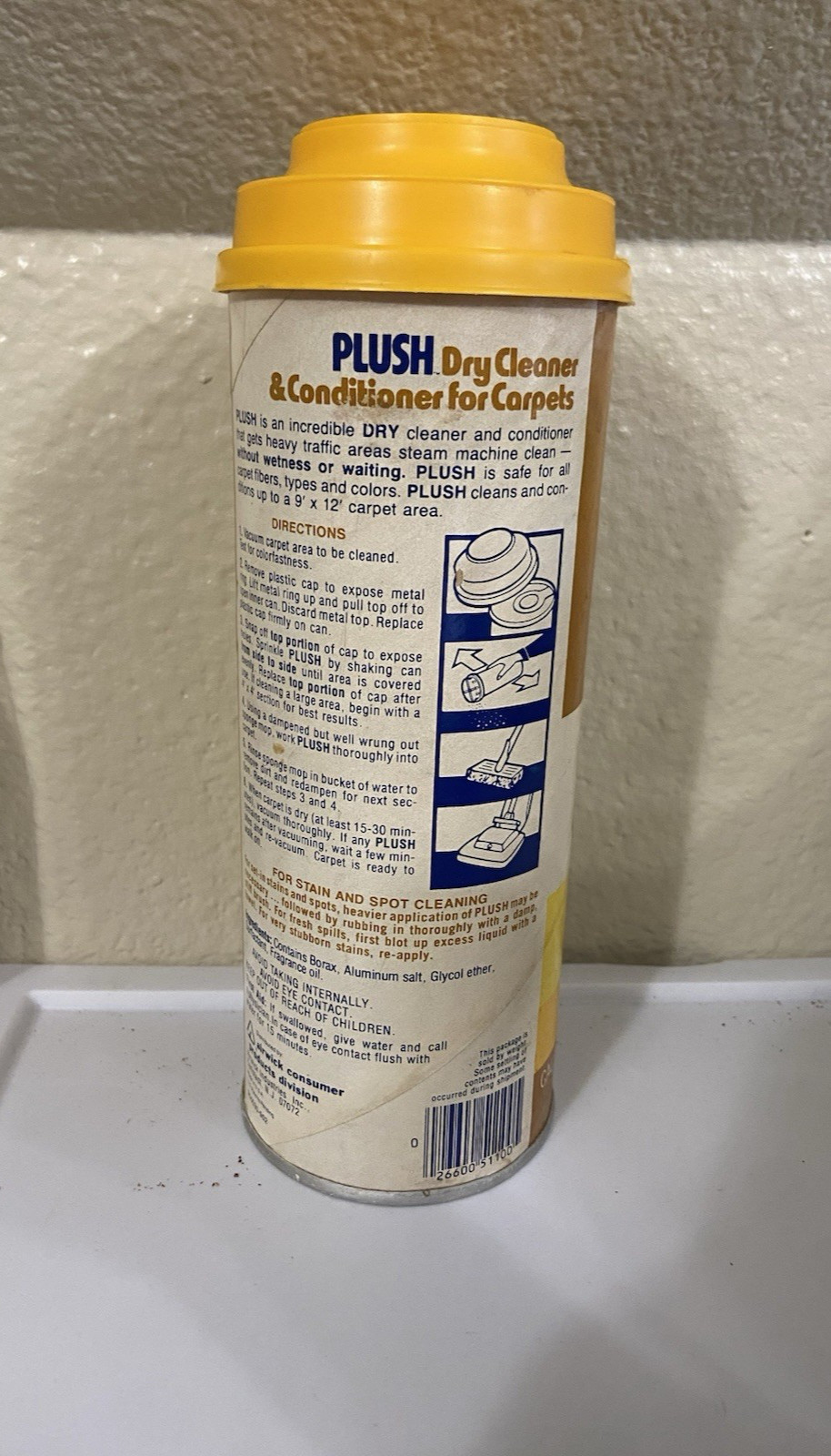 Plush Carpet Dry Cleaner Conditioner 16oz Canister Vintage Movie Prop Air Wick