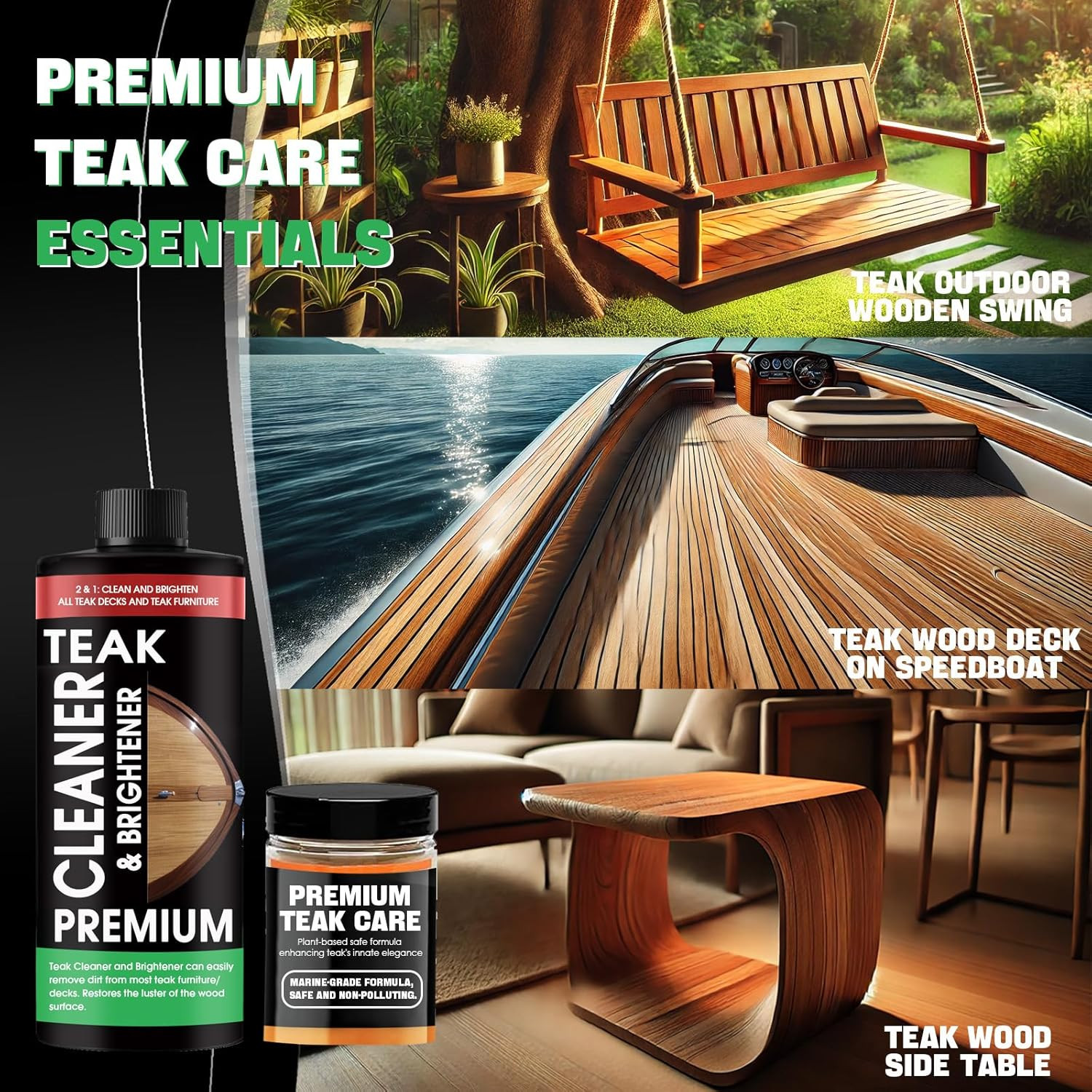 Teak Cleaner and Brightener Kit – Teak Cleaner for Wood Outdoor Furniture. Ideal