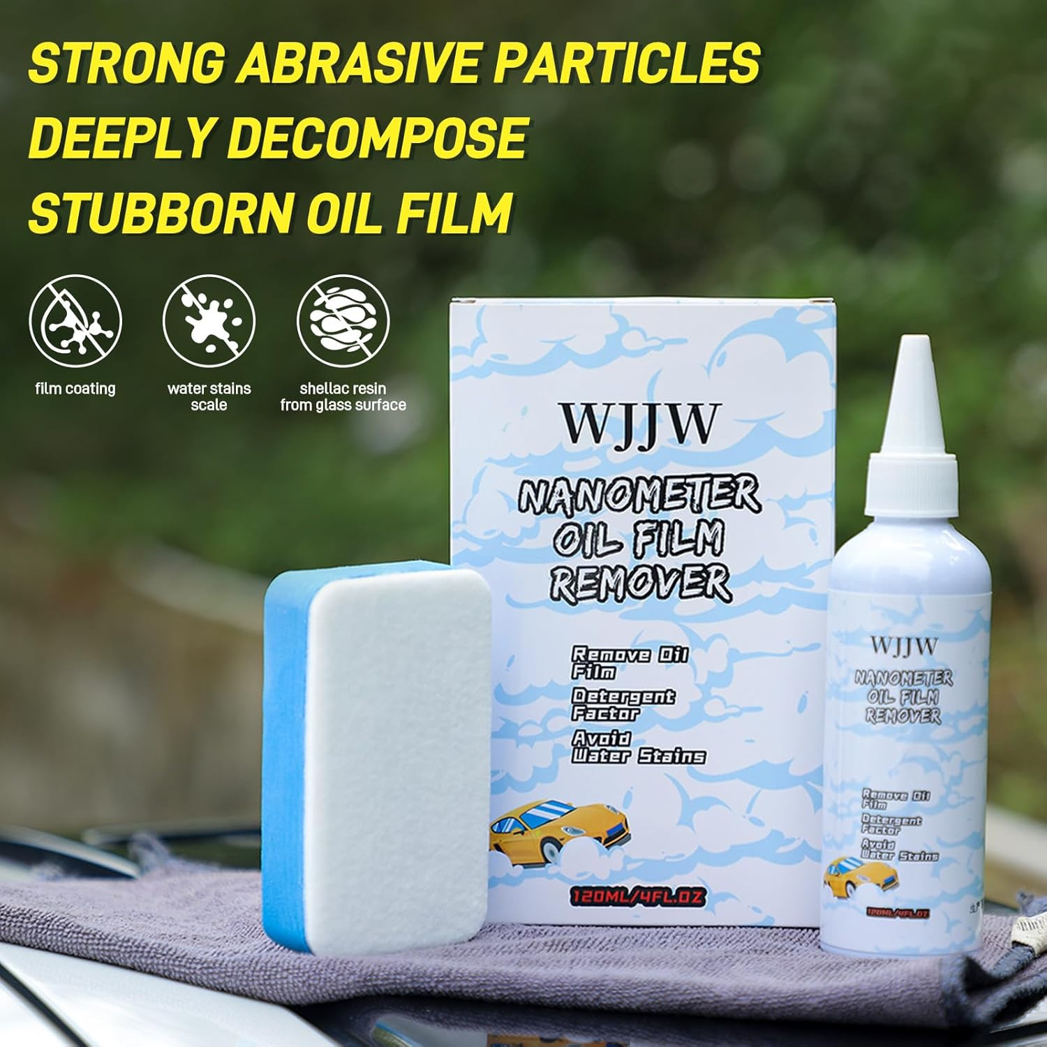 Car Glass Cleaner & Oil Film Remover – Nano Rare Earth Formula Effectively Remov