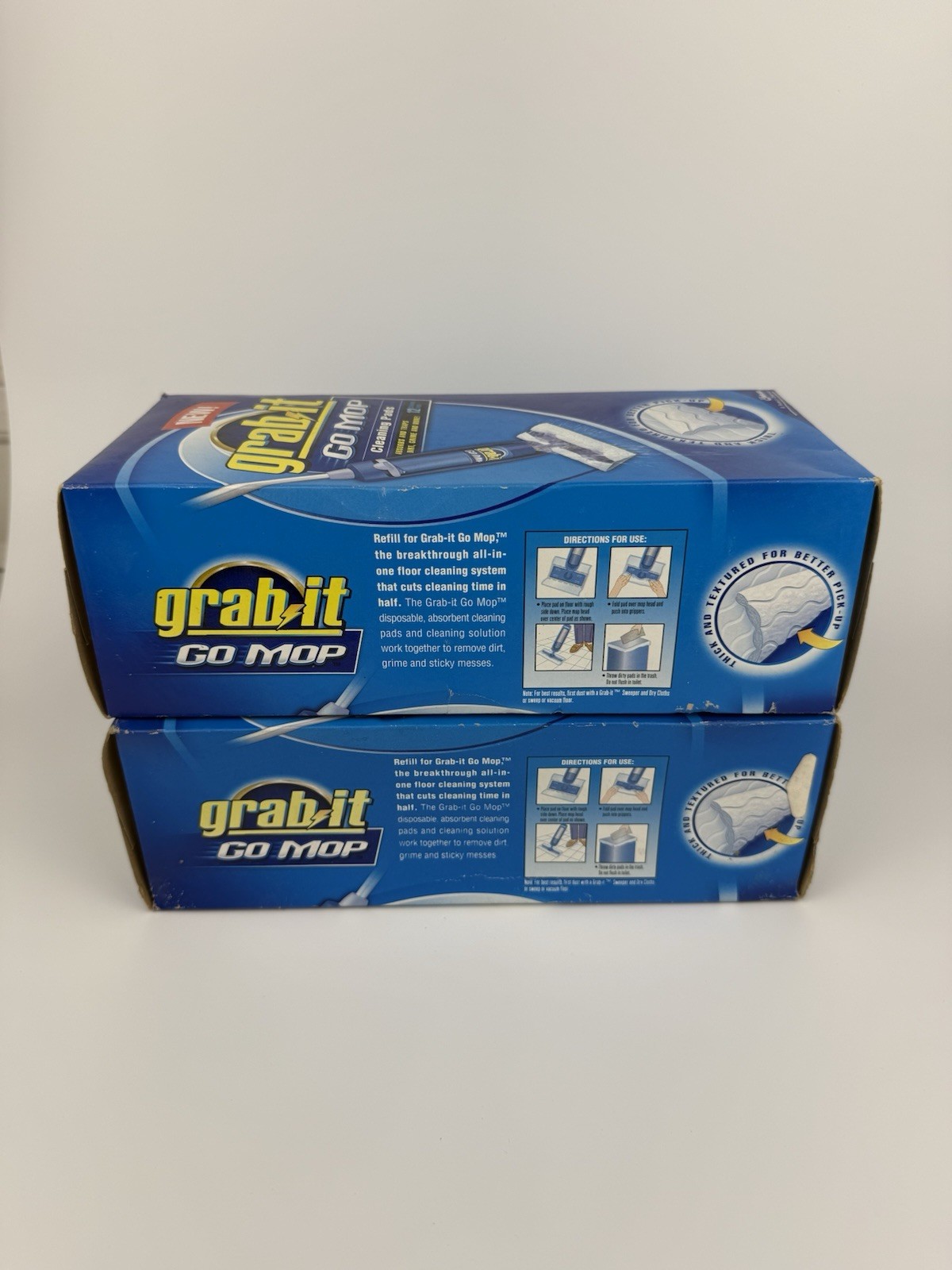 2x GRAB IT GO MOP Mopping System Cleaning Refill Pads 24 Total