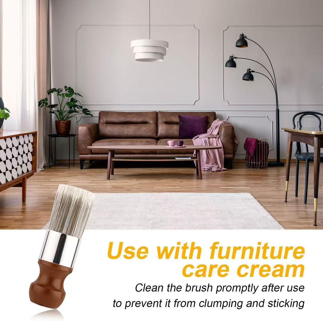 2Pcs Furniture Salve Brush, Soft Bristles & Ergonomic Handle Leather and Wood