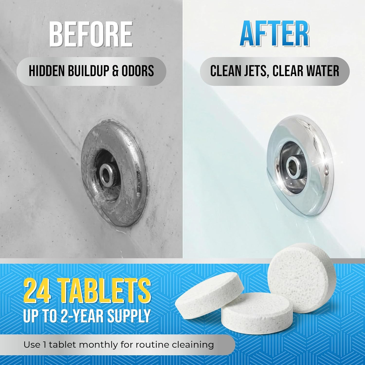 Jetted Tub Cleaner Bathtub Tablets | Compatible with Whirlpool & Spa