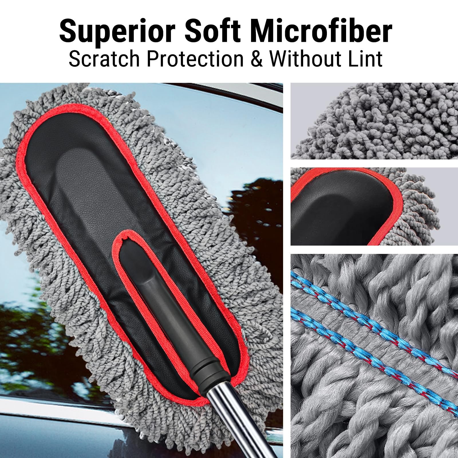 Car Duster Exterior Scratch Microfiber Car Cleaning Brush, Extendable Handle …