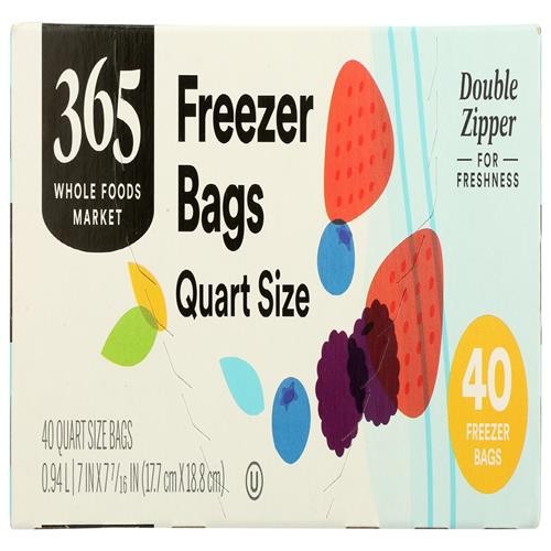 Whole Foods Market, Quart Size Freezer Bags, Double Zipper, 40 Count – Pack Of 2