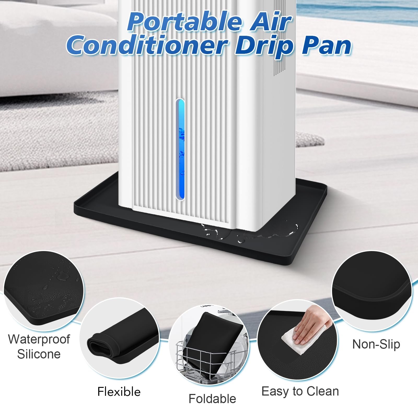 Silicone Leak Proof Dehumidifier Humidifier Floor Drip Pan Mat 18×15 Inch