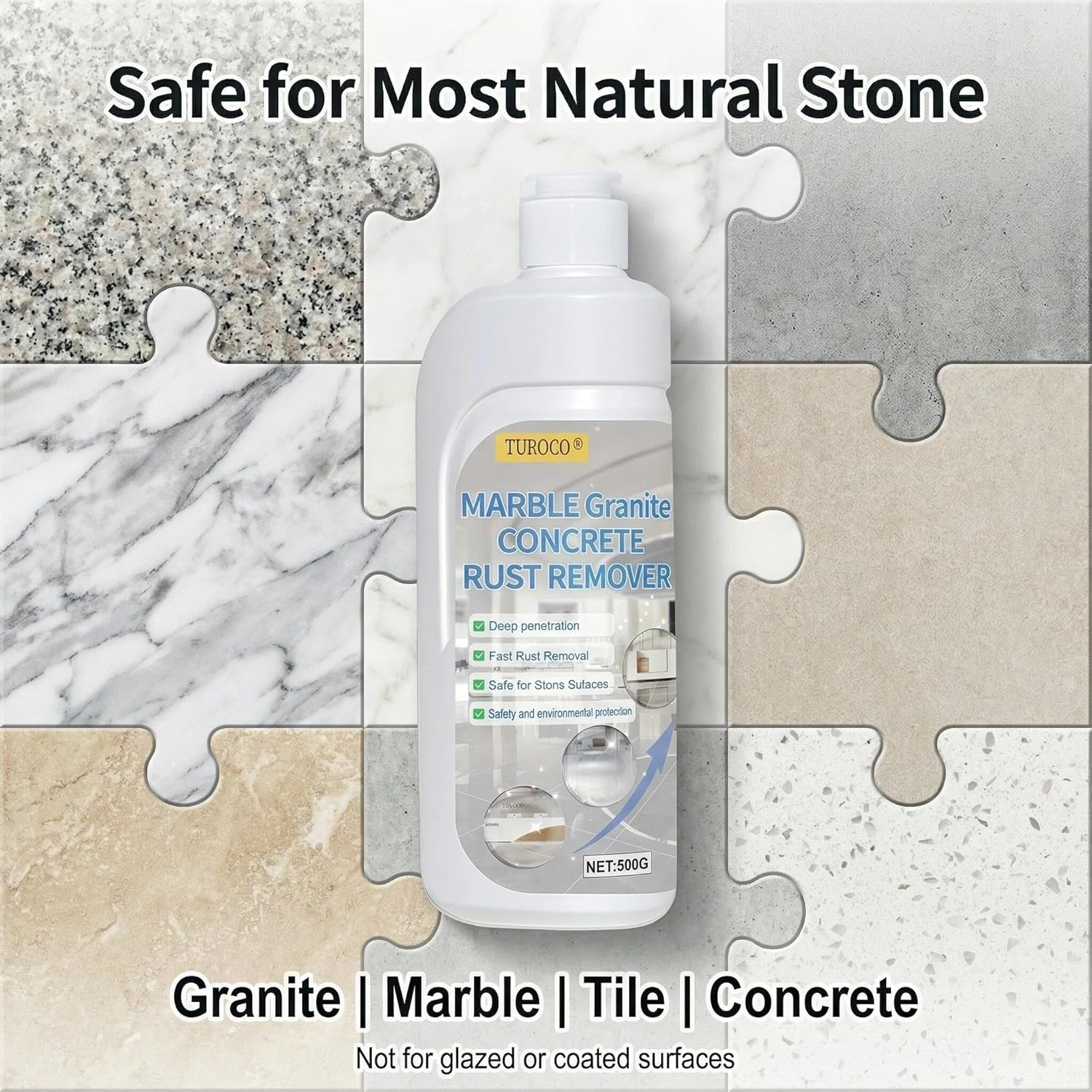 Professional Stone Rust Remover, Granite Marble Rust Stain Cleaner, Deep