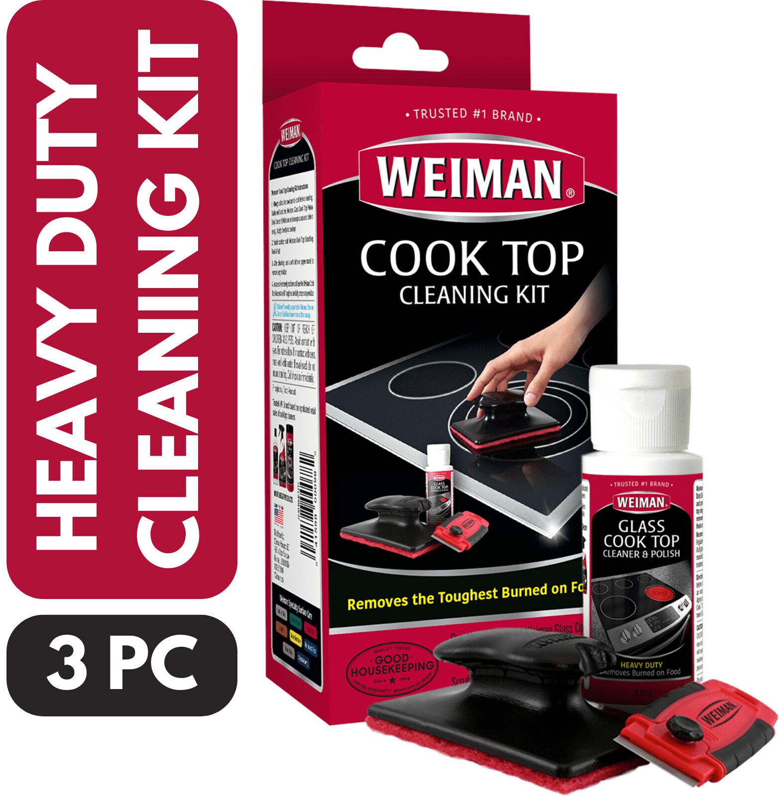 Kitchen Cook Top Complete Cleaning Kit w/ Cream Scrubbing Pad and Scraper Home