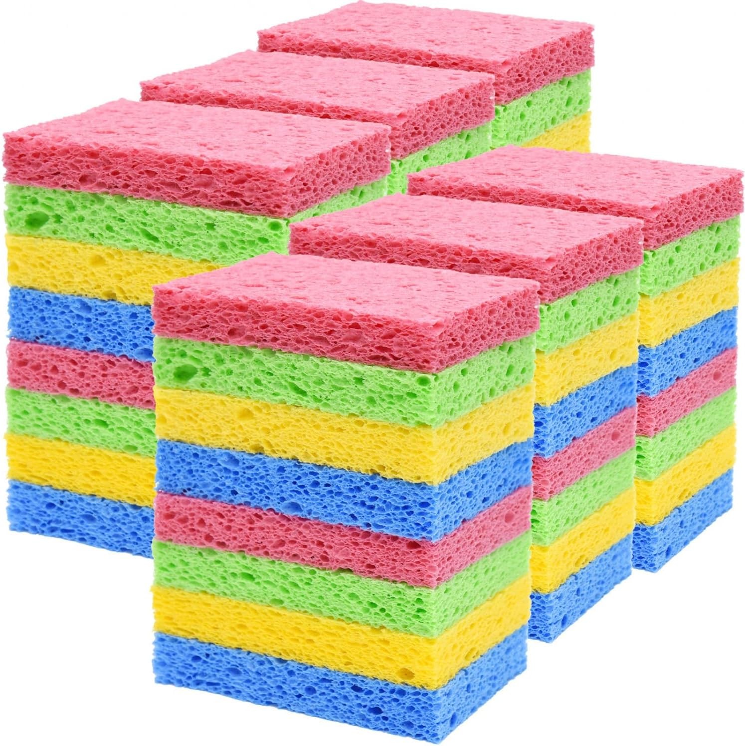 48 Pack Sponges Kitchen Natural Compressed Cellulose Sponges Durable Dish Sponge