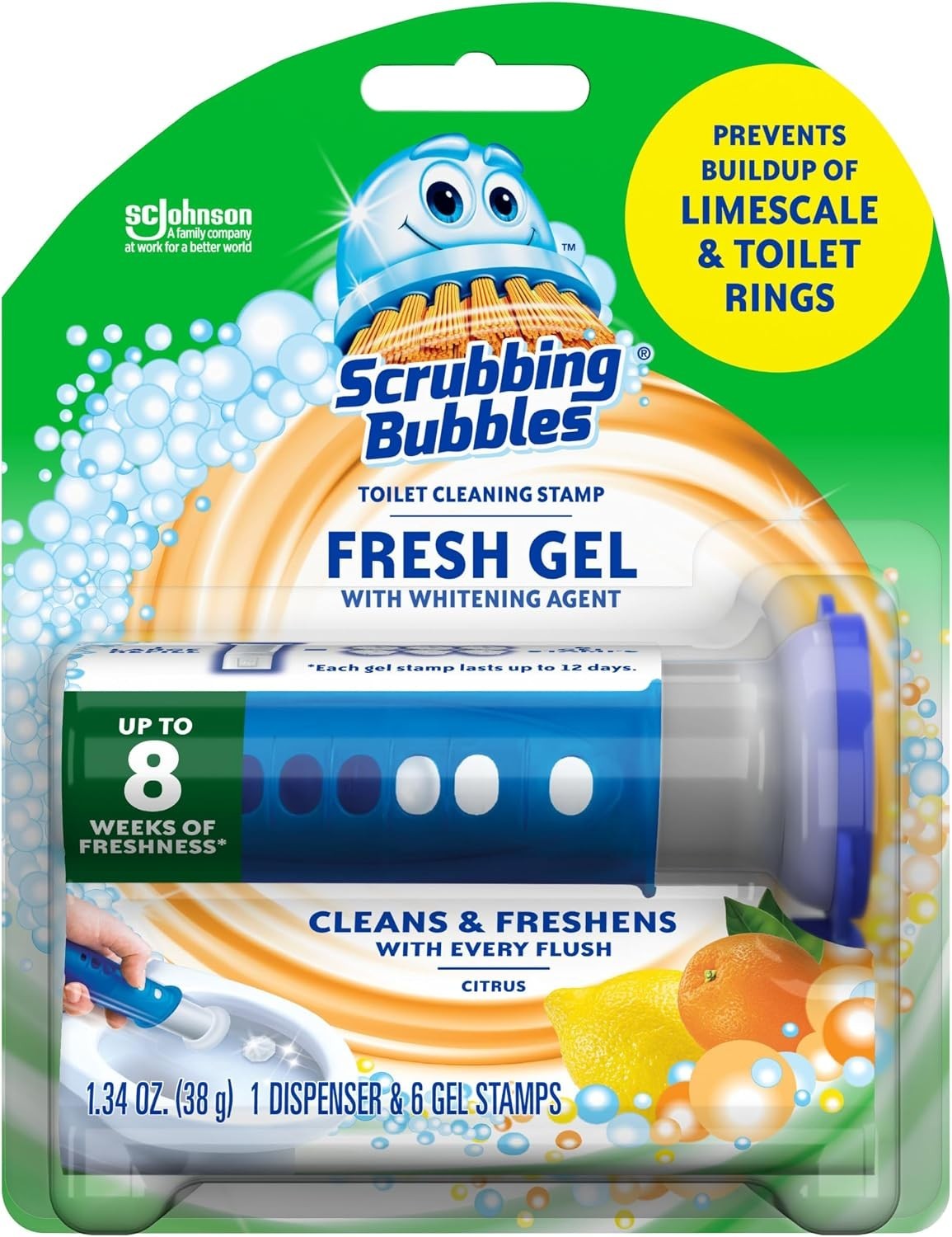 Scrubbing Bubbles Fresh Gel Toilet Bowl Cleaning Stamps, Helps Keep 6 Fresh Gel