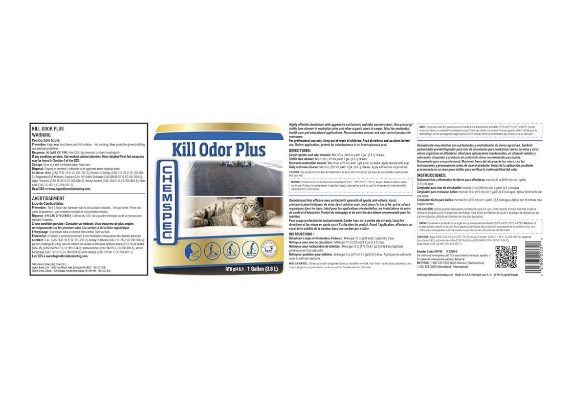Chemspec-C-KOP1G Kill Odor + Professional Carpet & Textile Cleaner & Deodorizer