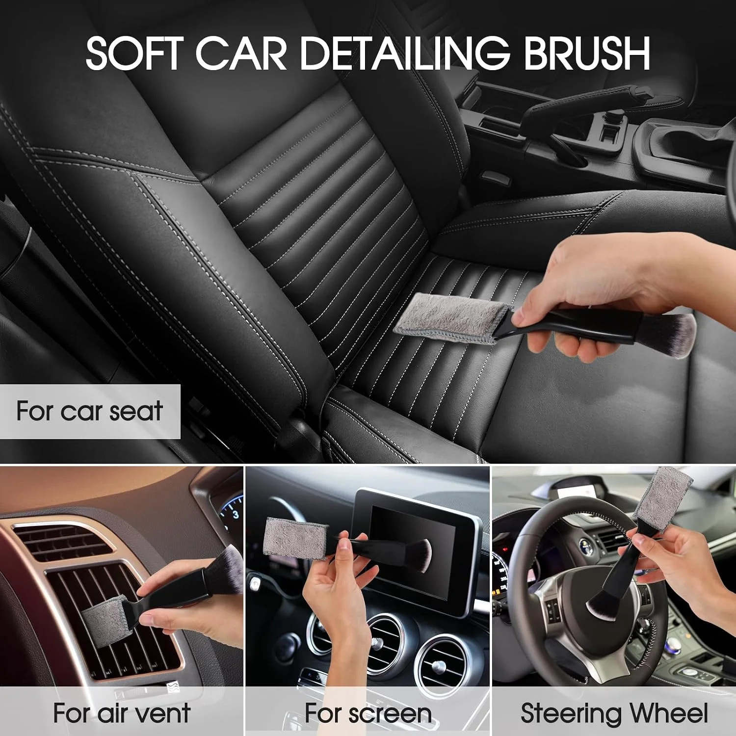 3 PCS Car Interior Detail Dust Brush,Soft Car Interior Detailing Kit Tools,Dash