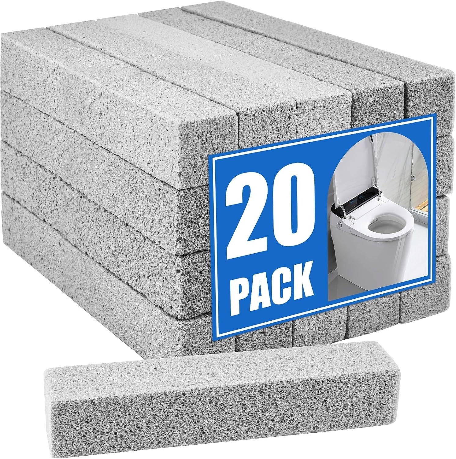 20 Pack Pumice Stone Toilet Bowl Cleaner, Pumice Stone for Cleaning Stick