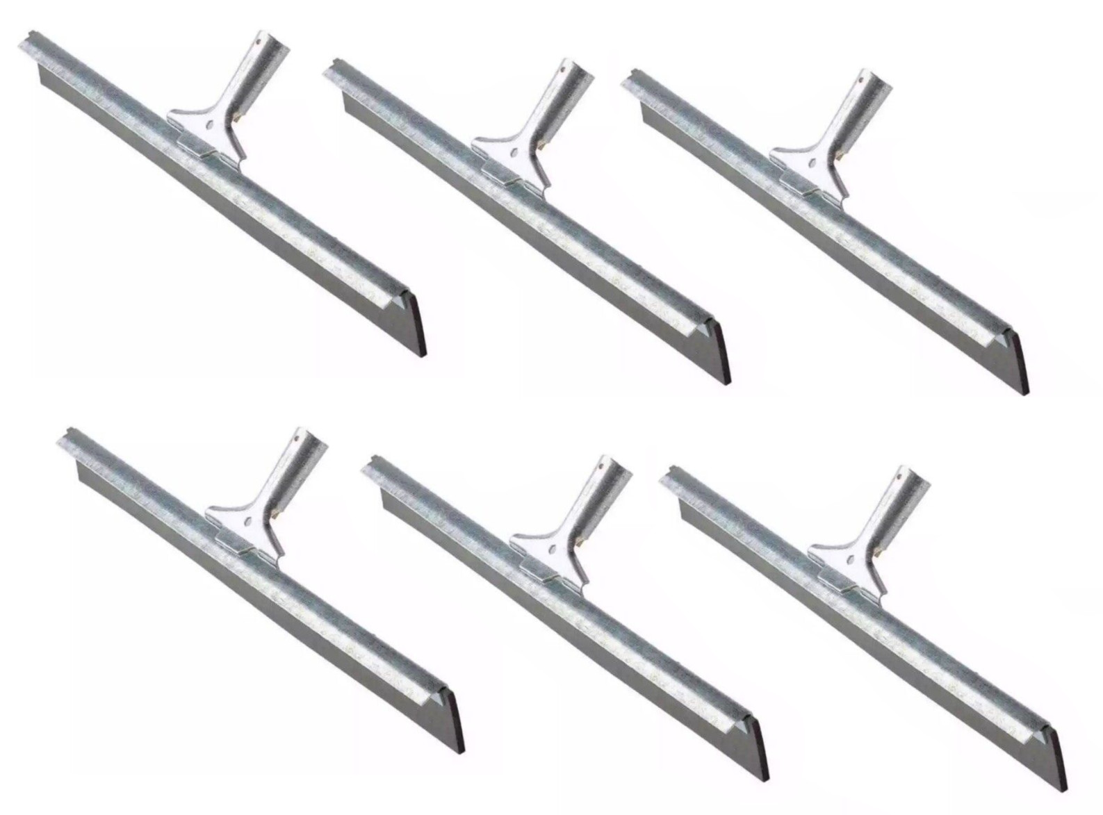 Ettore 24 in Straight Steel Floor Squeegee Industrial Neoprene Galvanized 6-PACK