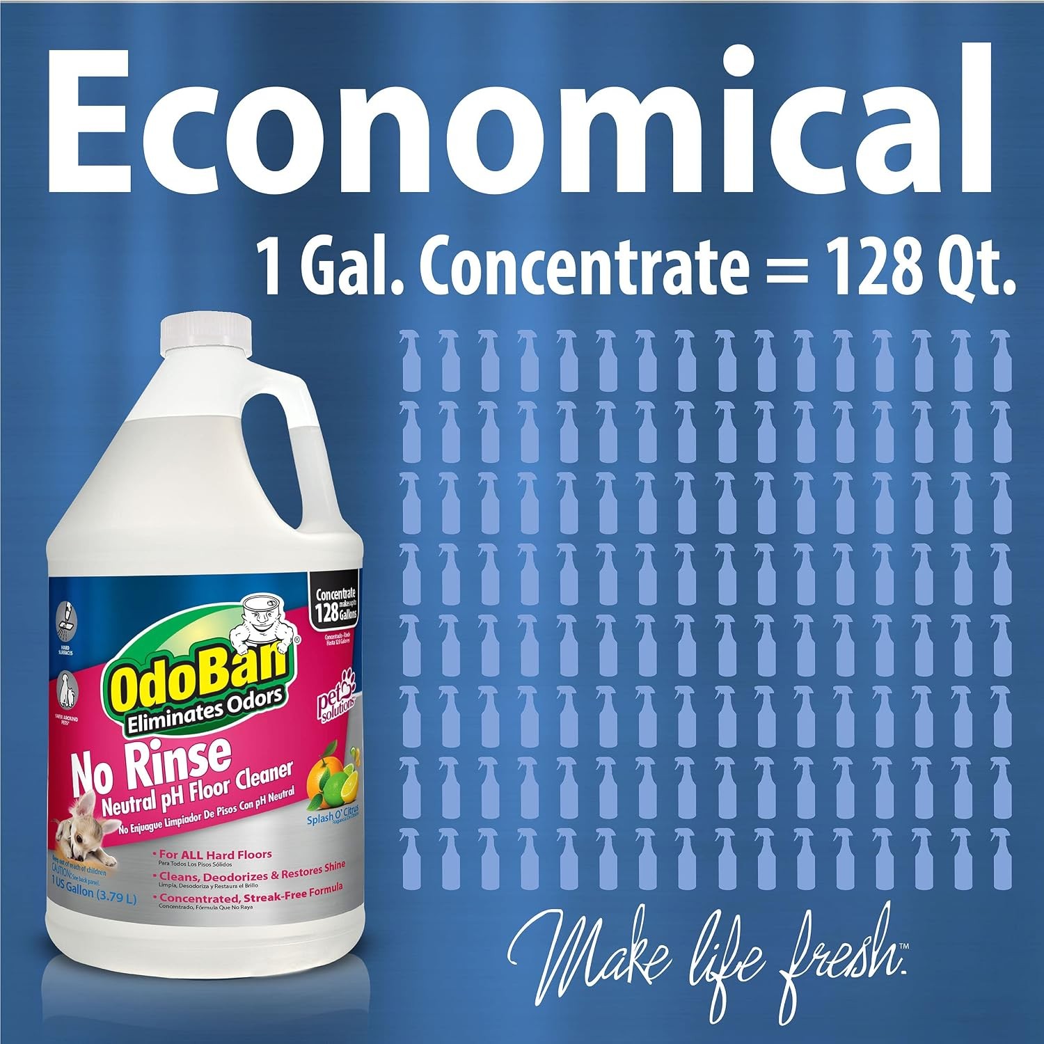 OdoBan Pet Solutions No Rinse Neutral pH Floor Cleaner Concentrate, Made in the