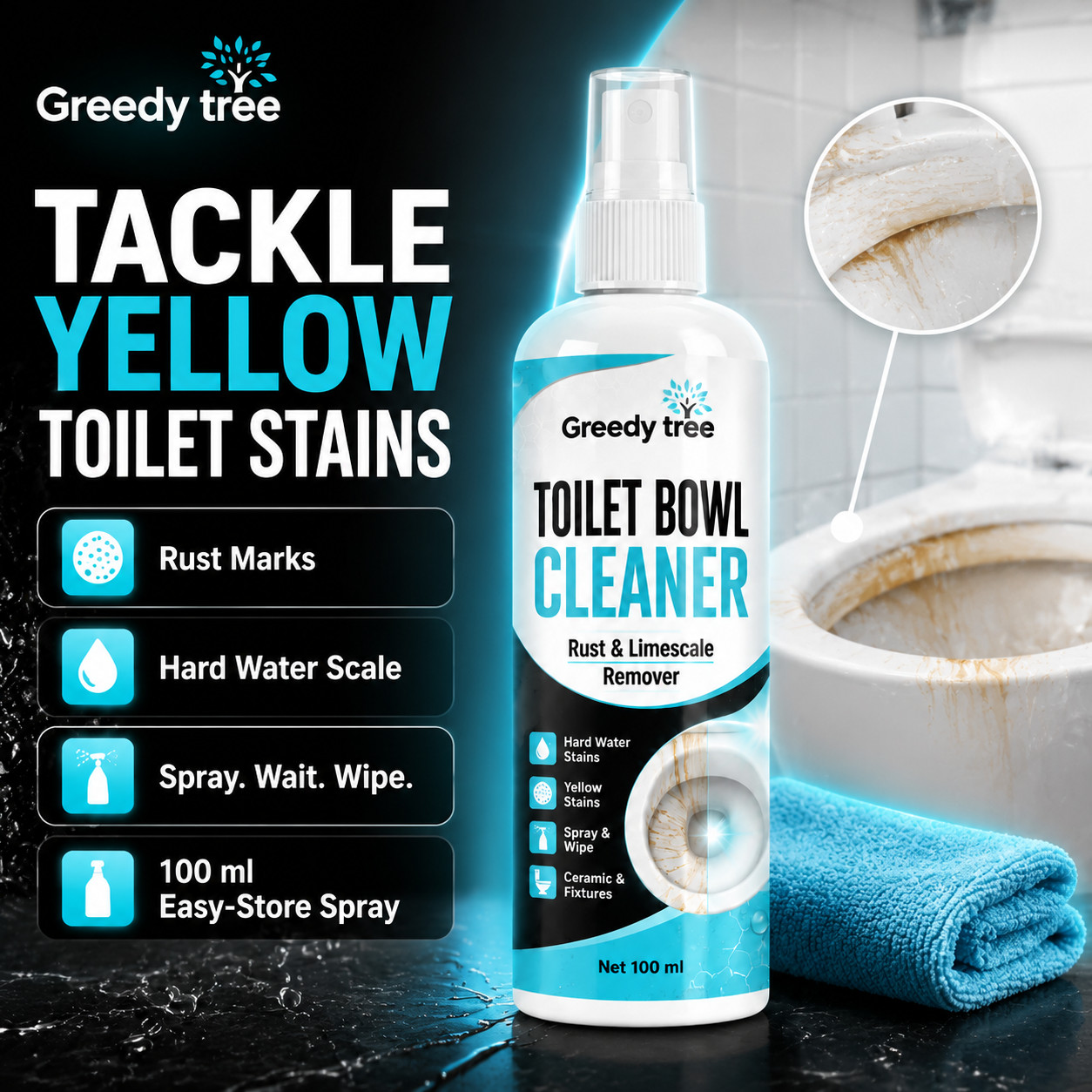 Limescale Remover Spray for Toilet Sink Faucet and Tub Water Spots