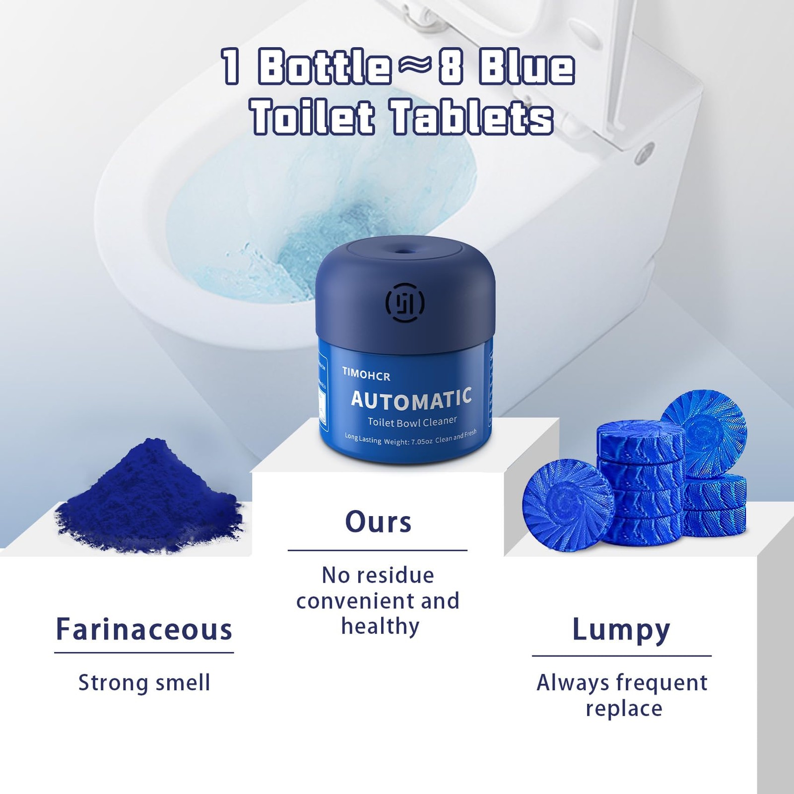 Automatic Toilet Bowl Cleaner 3 Bottles Septic Safe Tablets, Lemon Scent