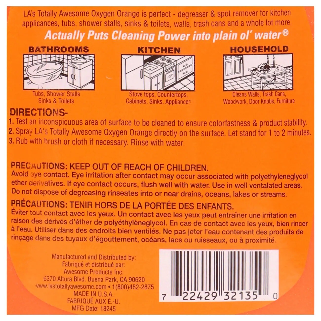 Oxygen Orange Degreaser 32oz LA’s Totally Awesome NEW 50% More Bonus QTY 1