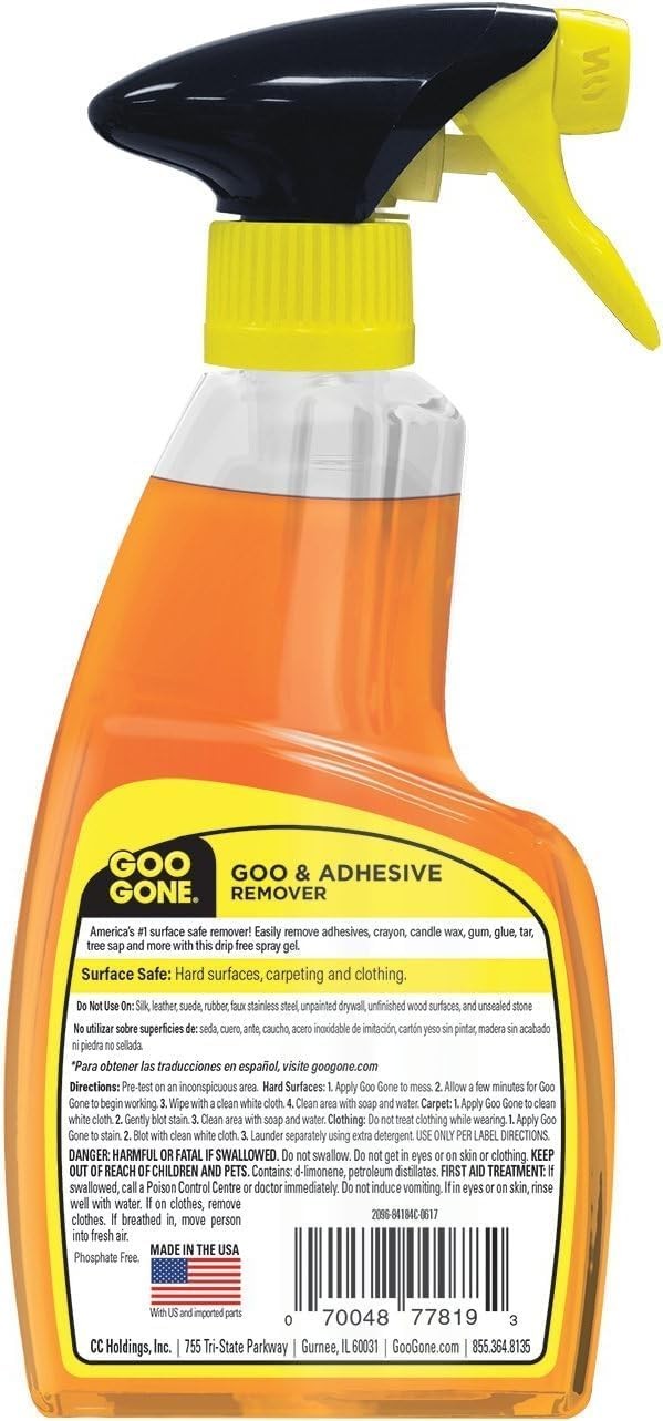 Spray Adhesive Remover Gel 12 Oz W/ Scraper Removes Glue Stickers Tape Residue