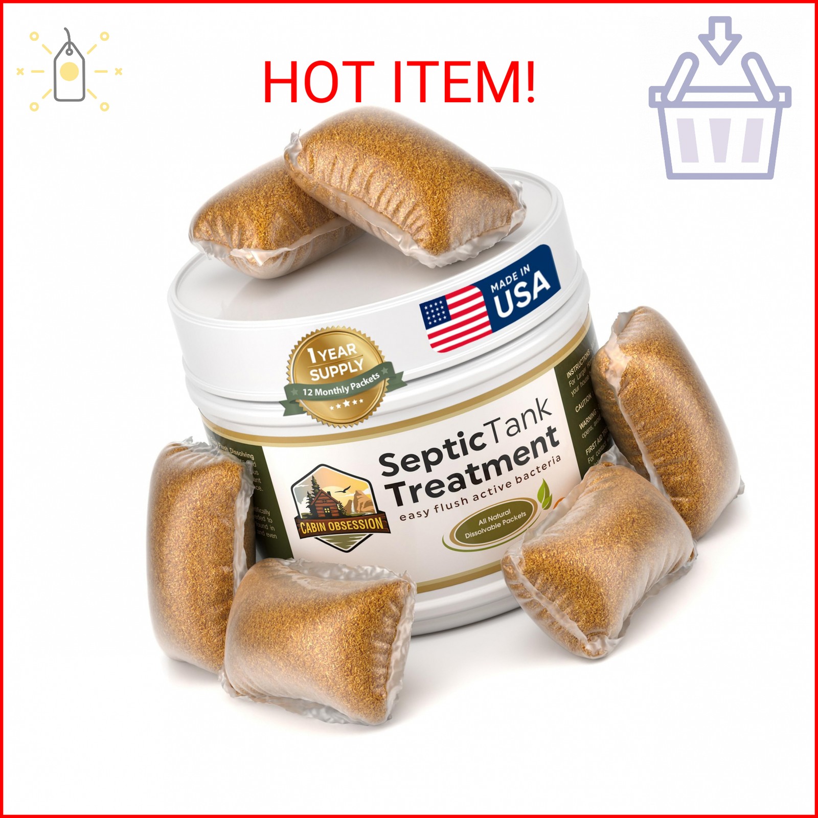 Septic Tank Treatment – 1 Year Supply of Septic Safe Dissolvable Easy Flush Live