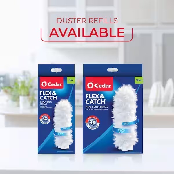 O-Cedar Flex & Catch Dusting Kit w/ Stay-On Duster Hook, 5 Refills & 3ft. Handle