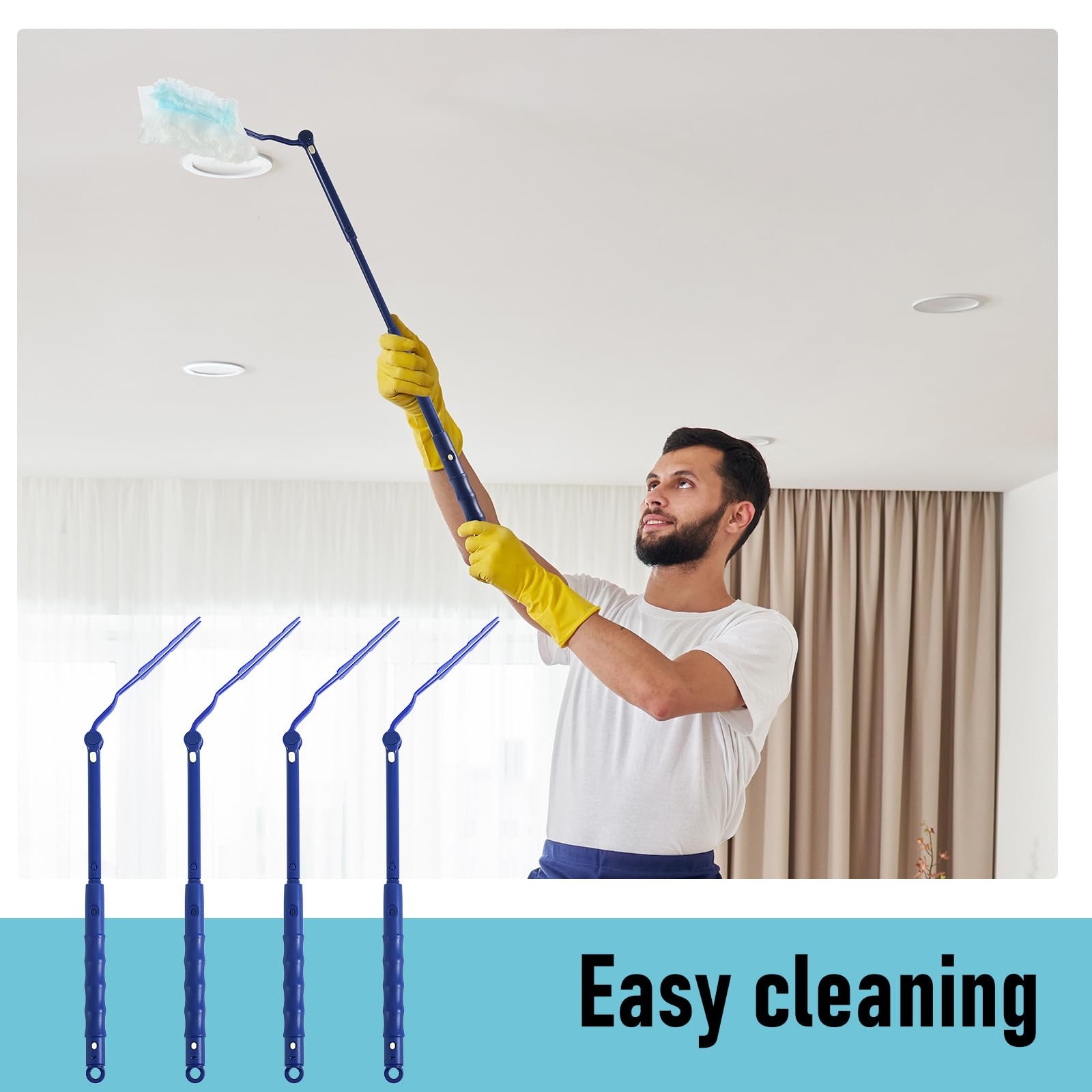 4 Pcs 3 ft Replacement Handles Compatible with Duster Refills, Extendable Lon…