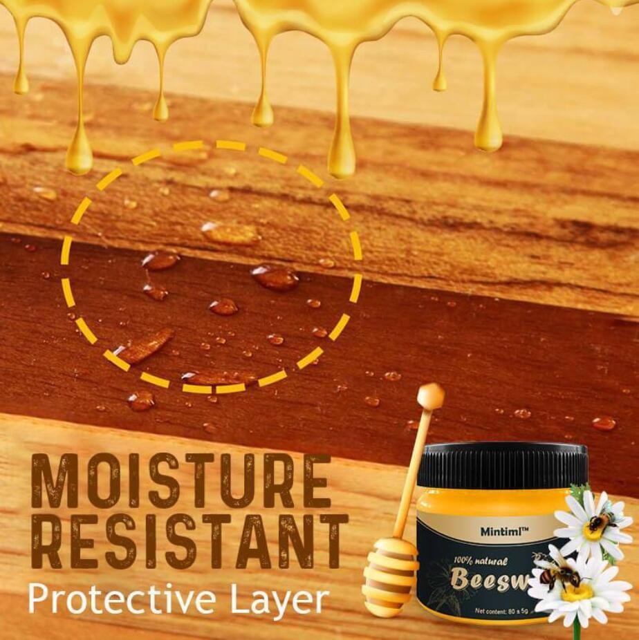 Beeswax Furniture Polish – Natural Wood Conditioner & Restorer with Sponges