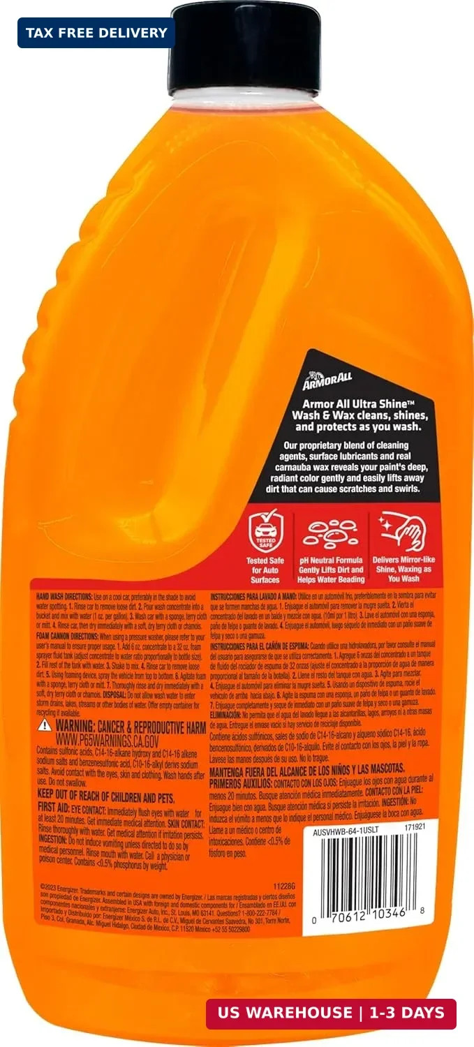 Armor All Ultra Shine Car Wash and Car Wax,Cleaning Fluid for Cars,Trucks,Motorc